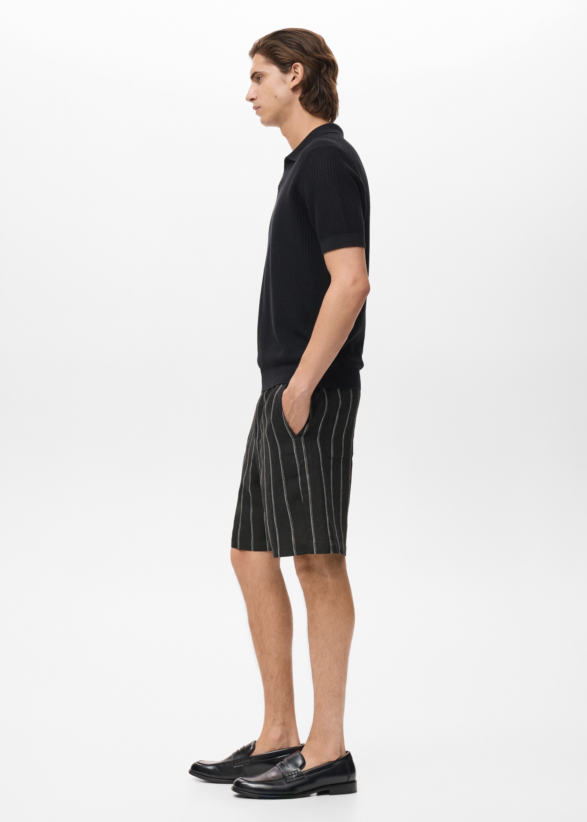 Striped linen-blend Bermuda shorts - Details of the article 2