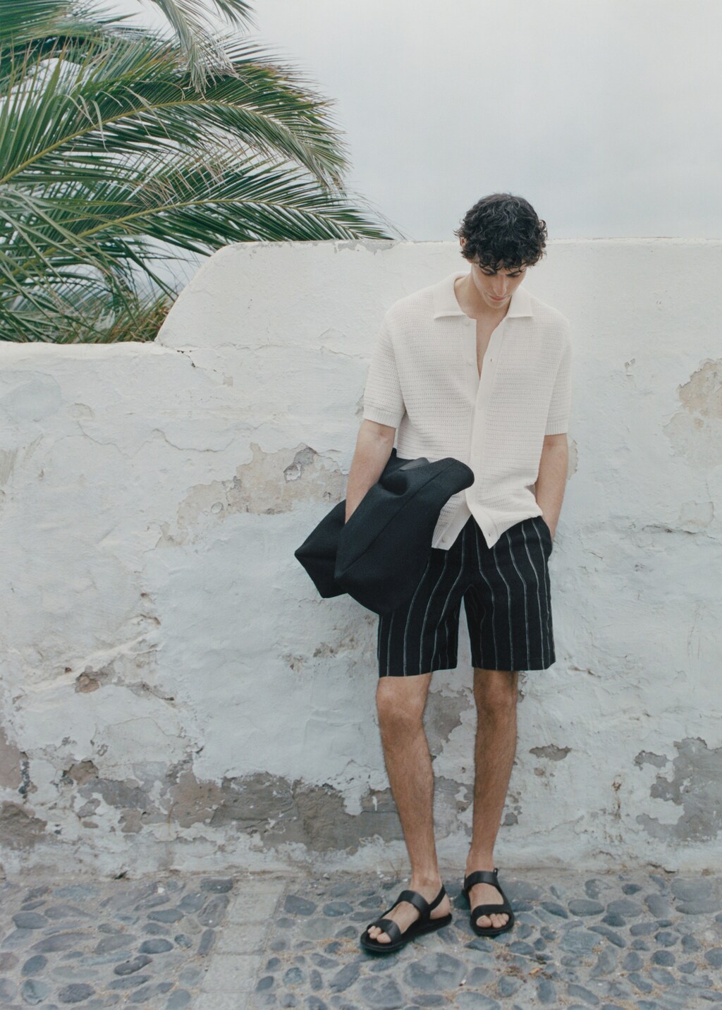 Striped linen-blend Bermuda shorts