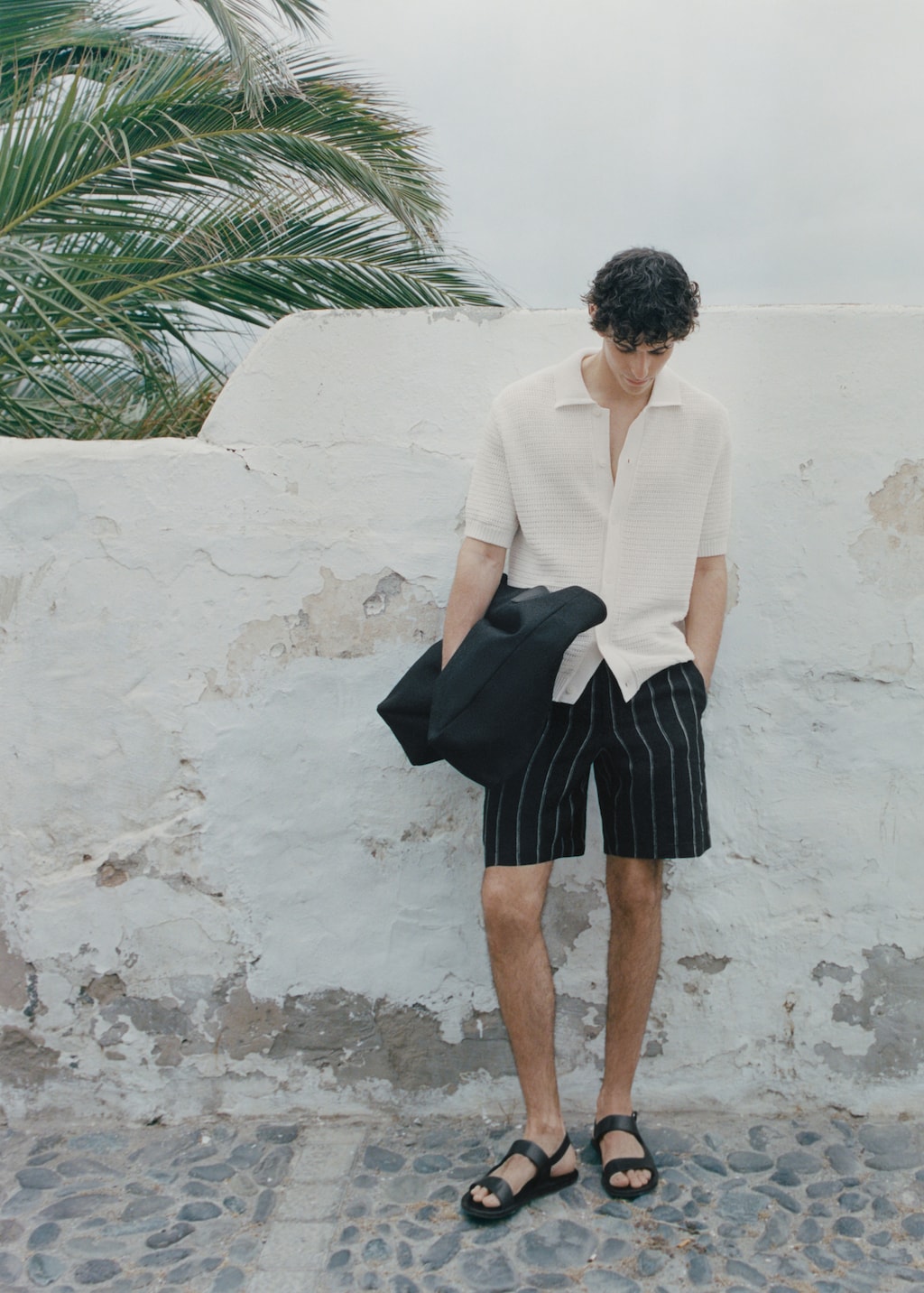 Striped linen-blend Bermuda shorts