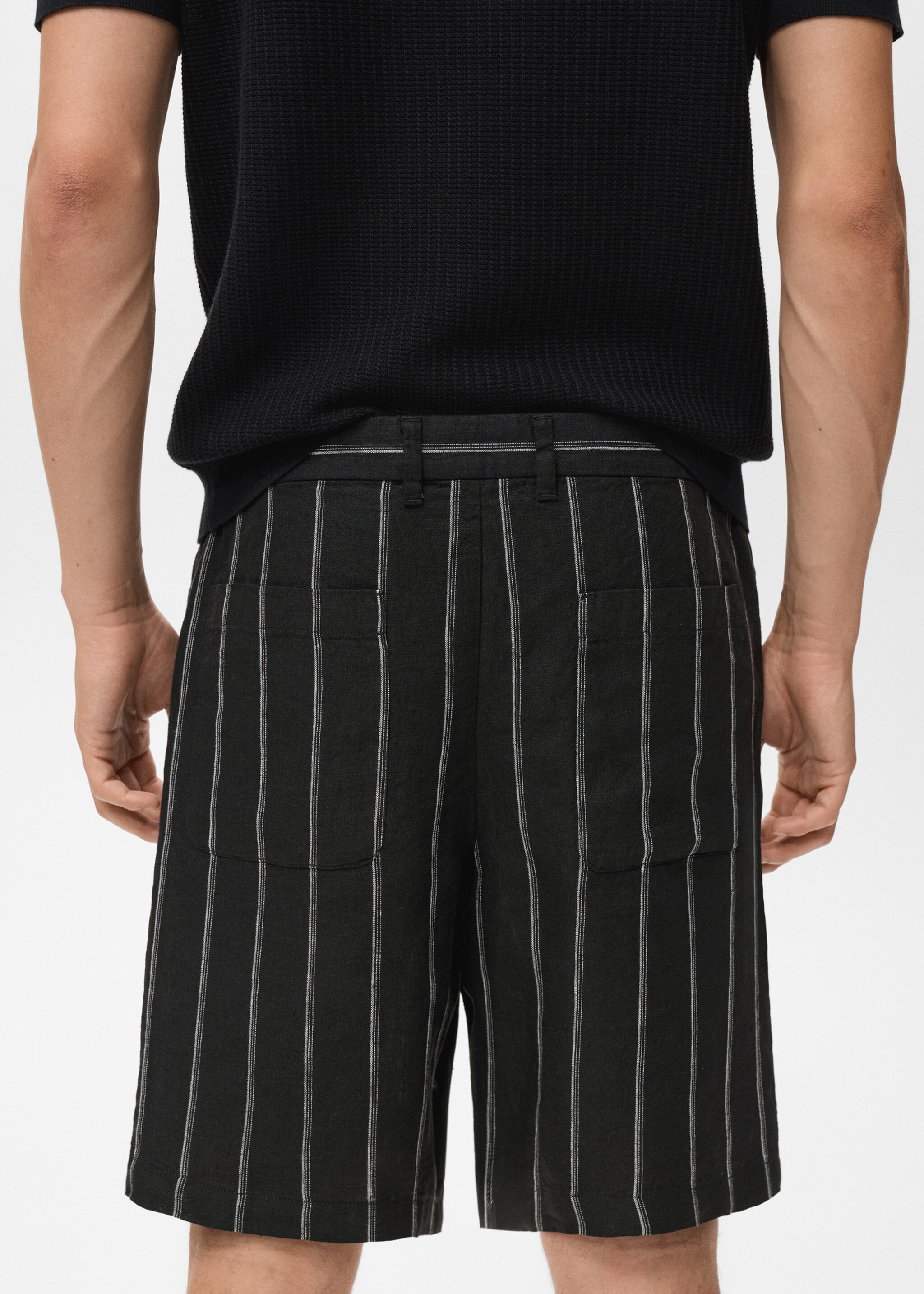 Striped linen-blend Bermuda shorts - Details of the article 6
