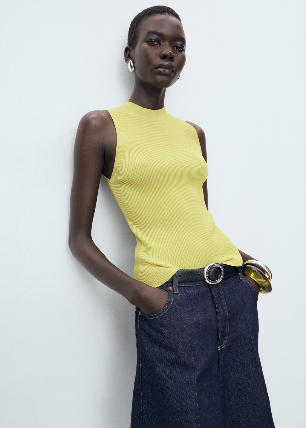 Mango Ribbed knit top