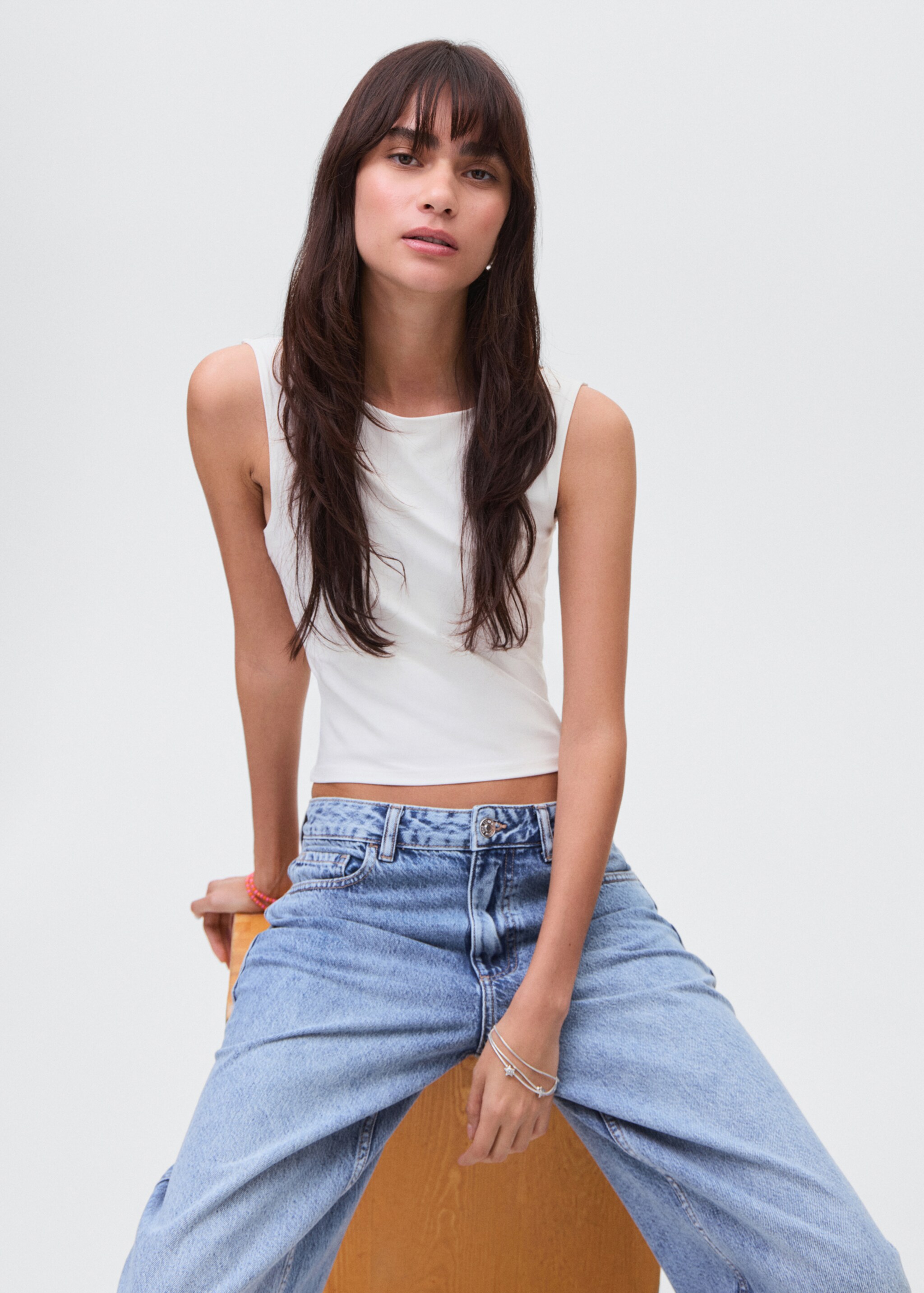 Plain strapless top - Details of the article 2, Off White. Ref: 17022907-00.