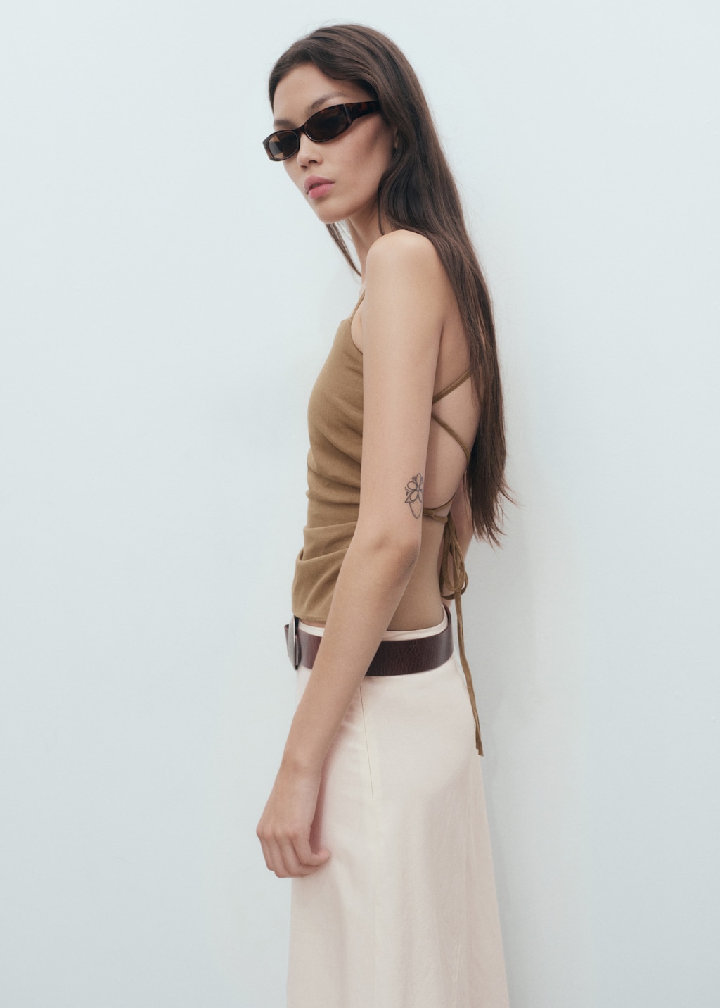 Mango Cross-back draped top