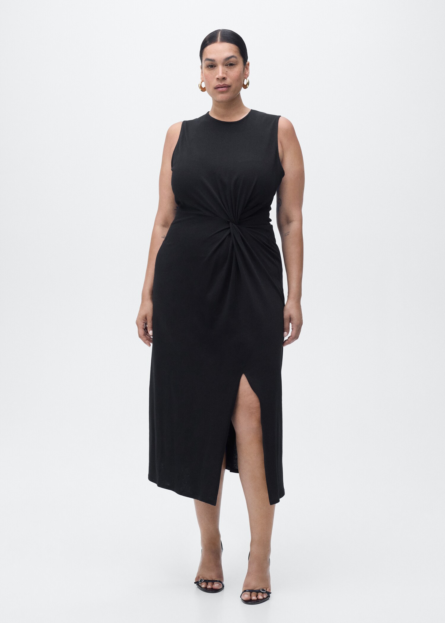 Gathered cotton midi-dress - Details of the article 3