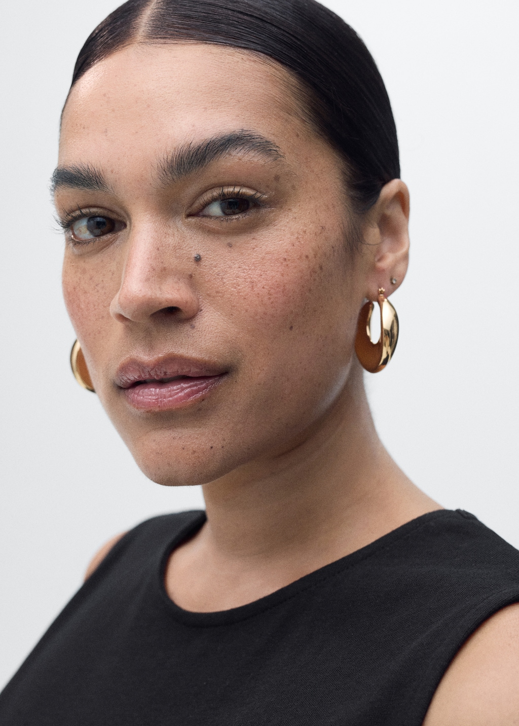 Gathered cotton midi-dress