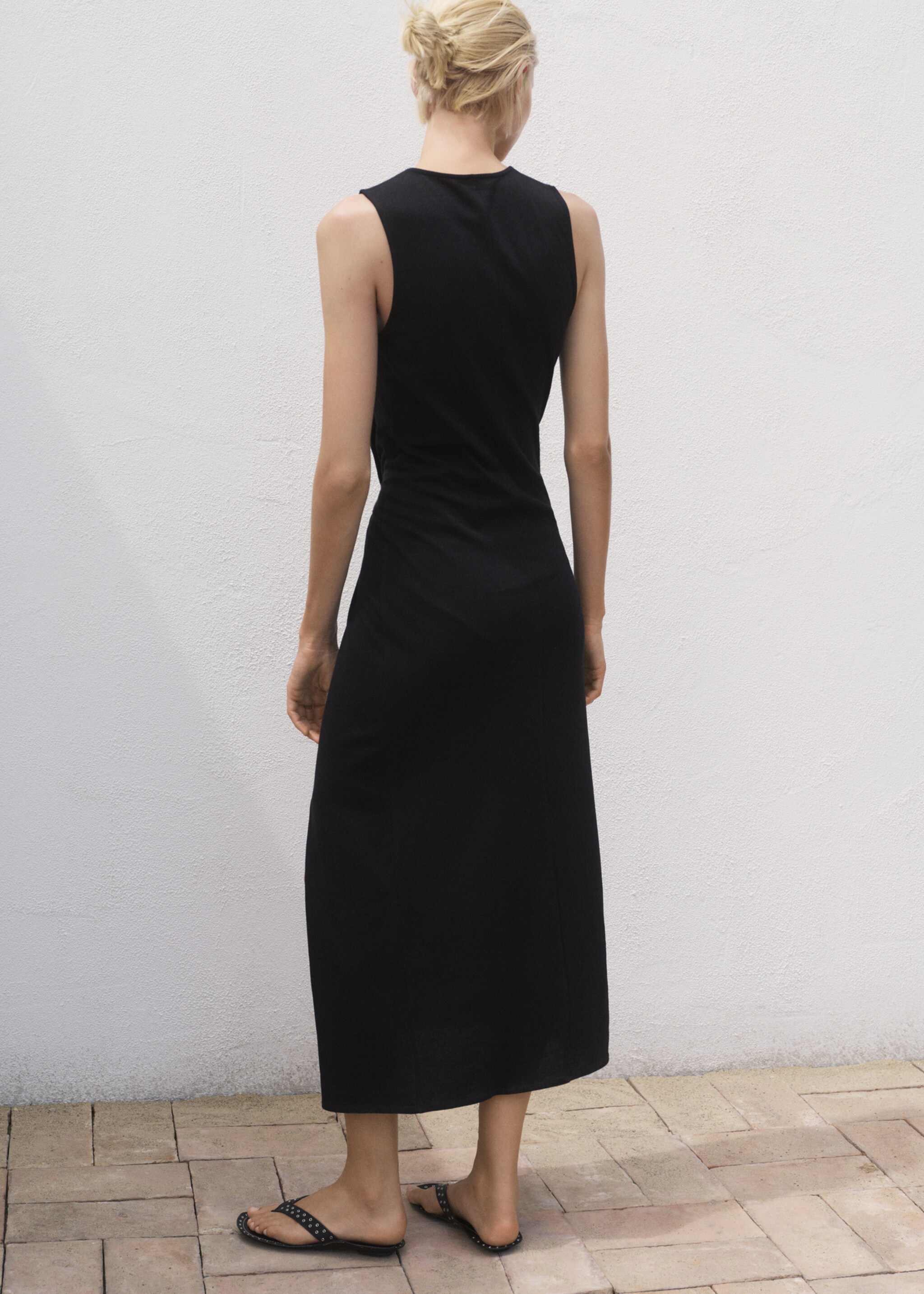 Robe midi en coton froncé - Verso de l’article
