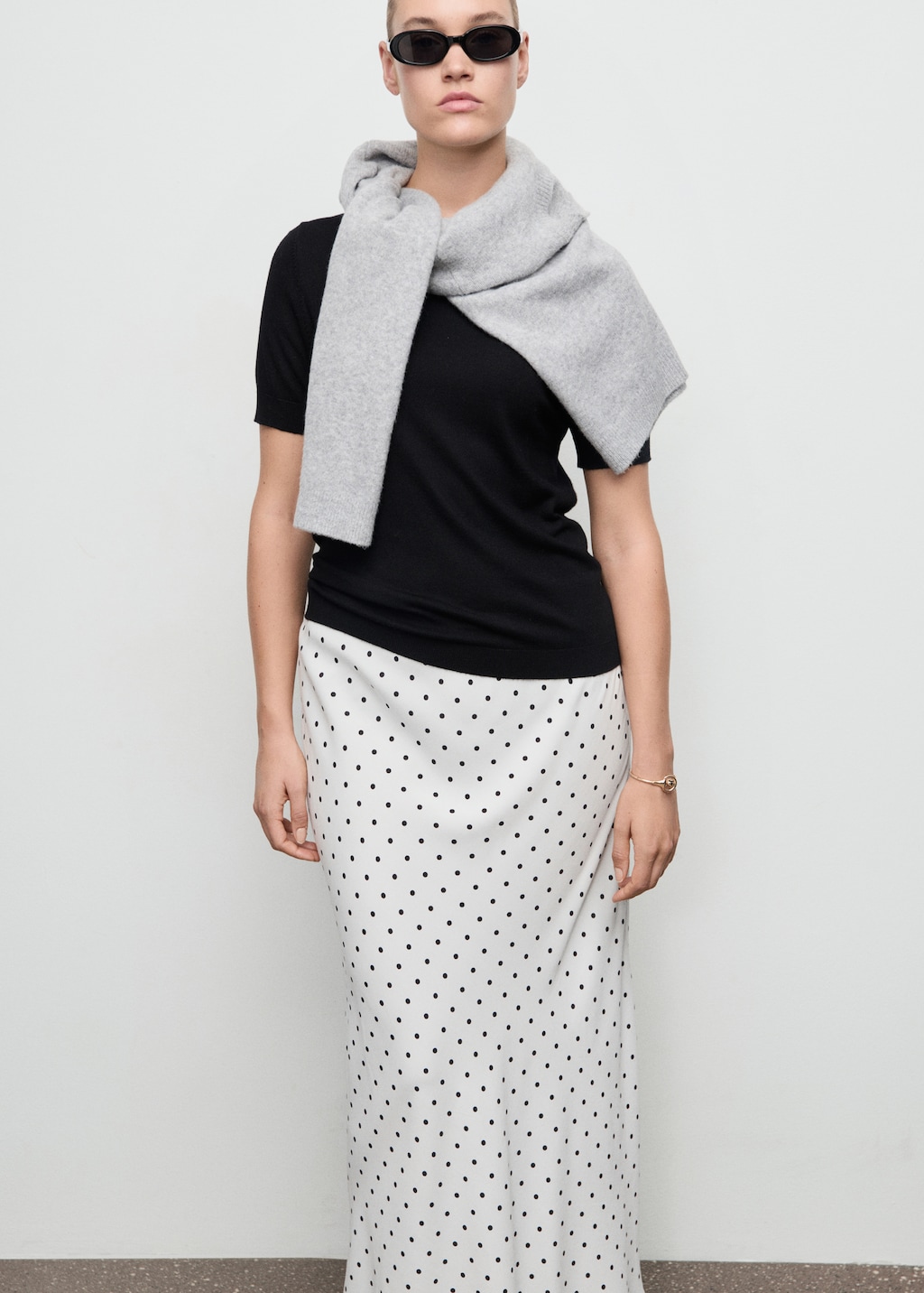Mango Long polka-dot skirt
