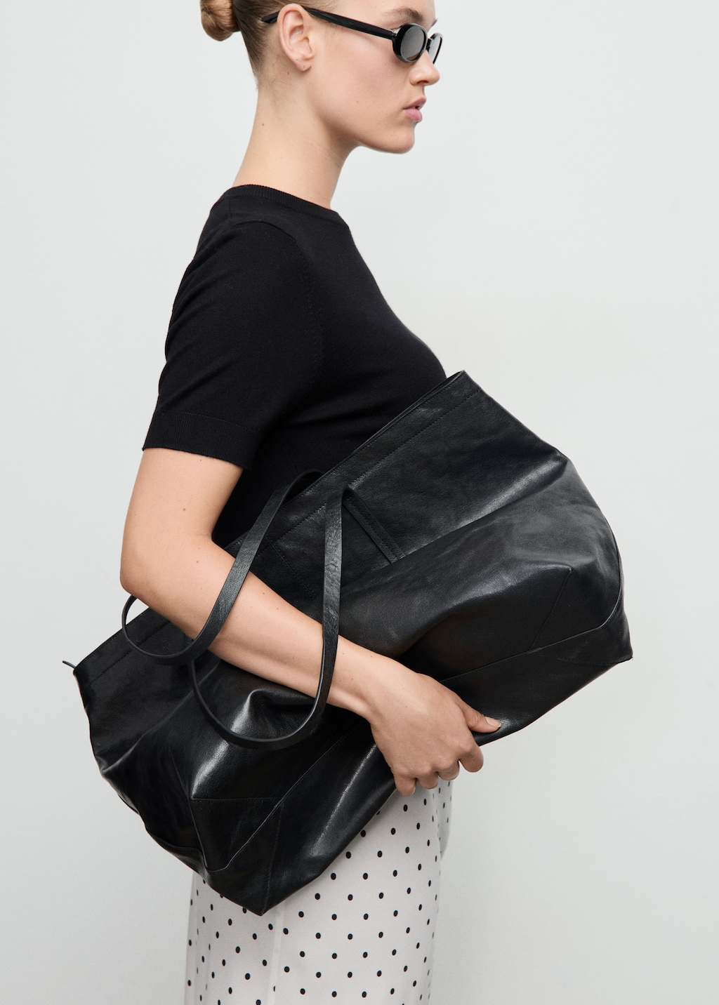 Long polka-dot skirt