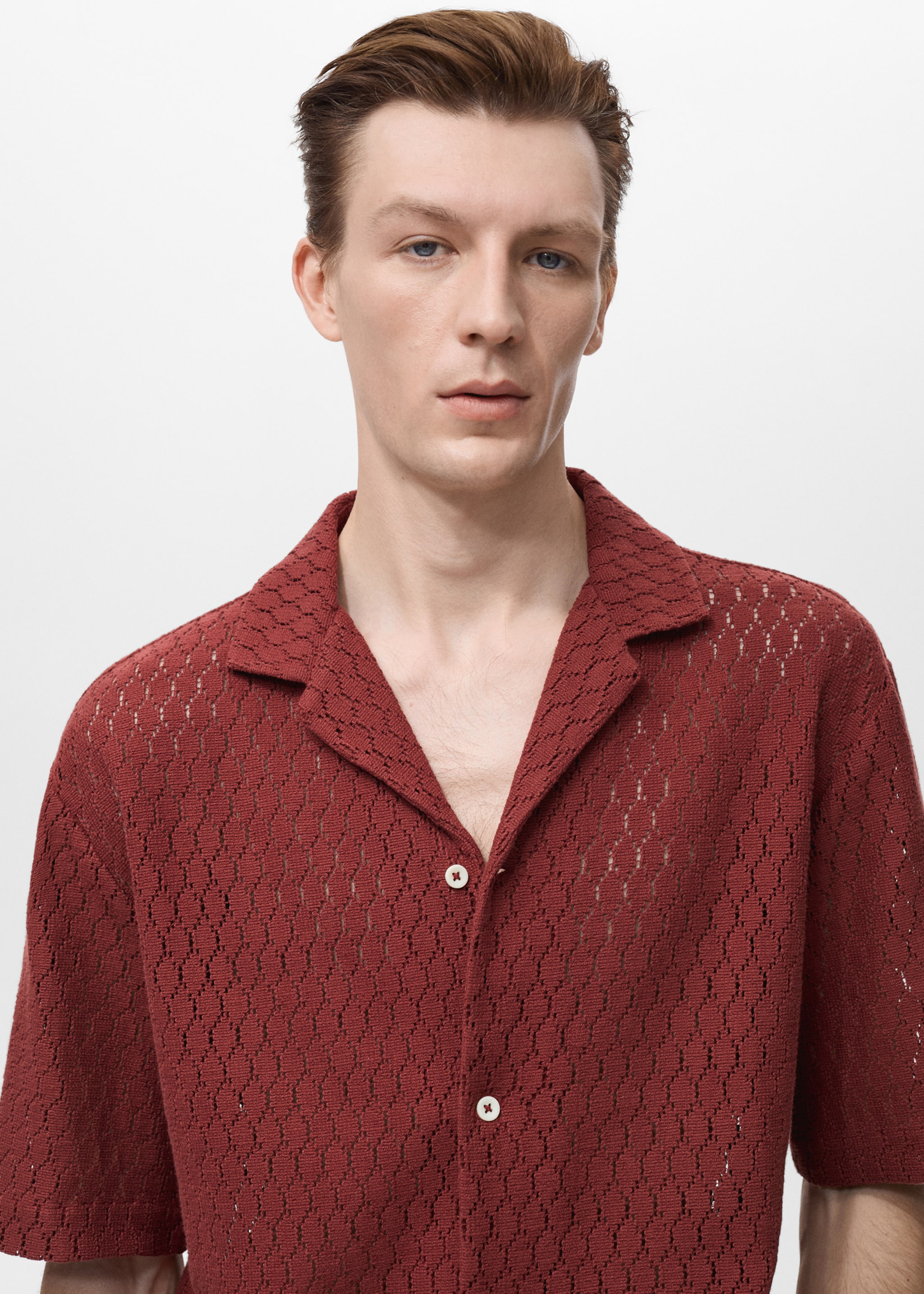 Cotton blouse with openwork detail - Details of the article 1