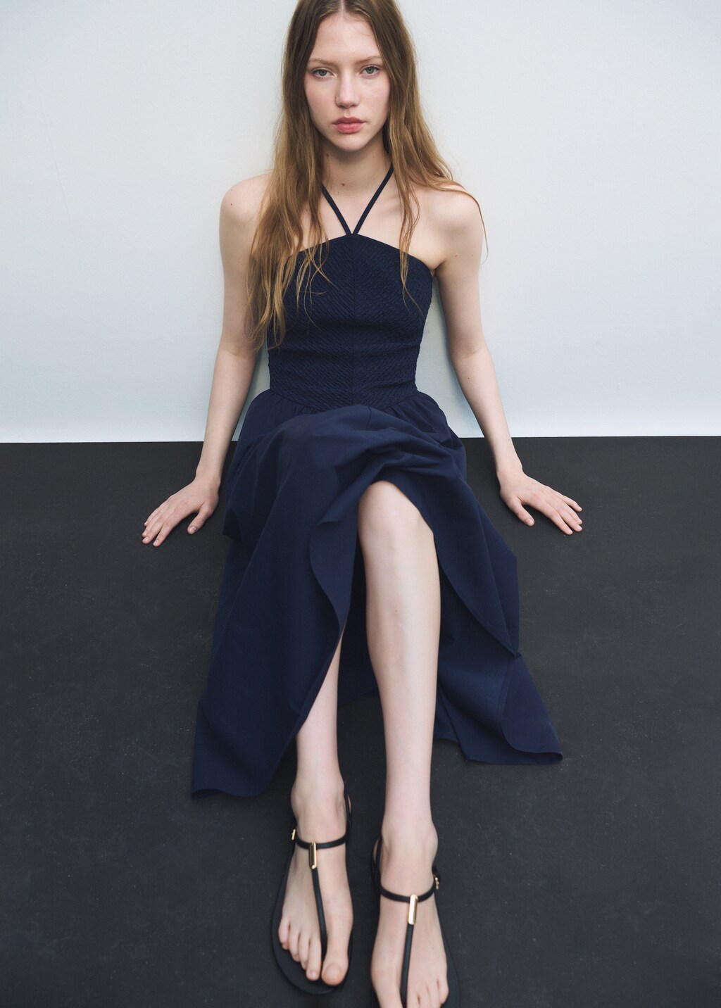 Combined halter-neck dress