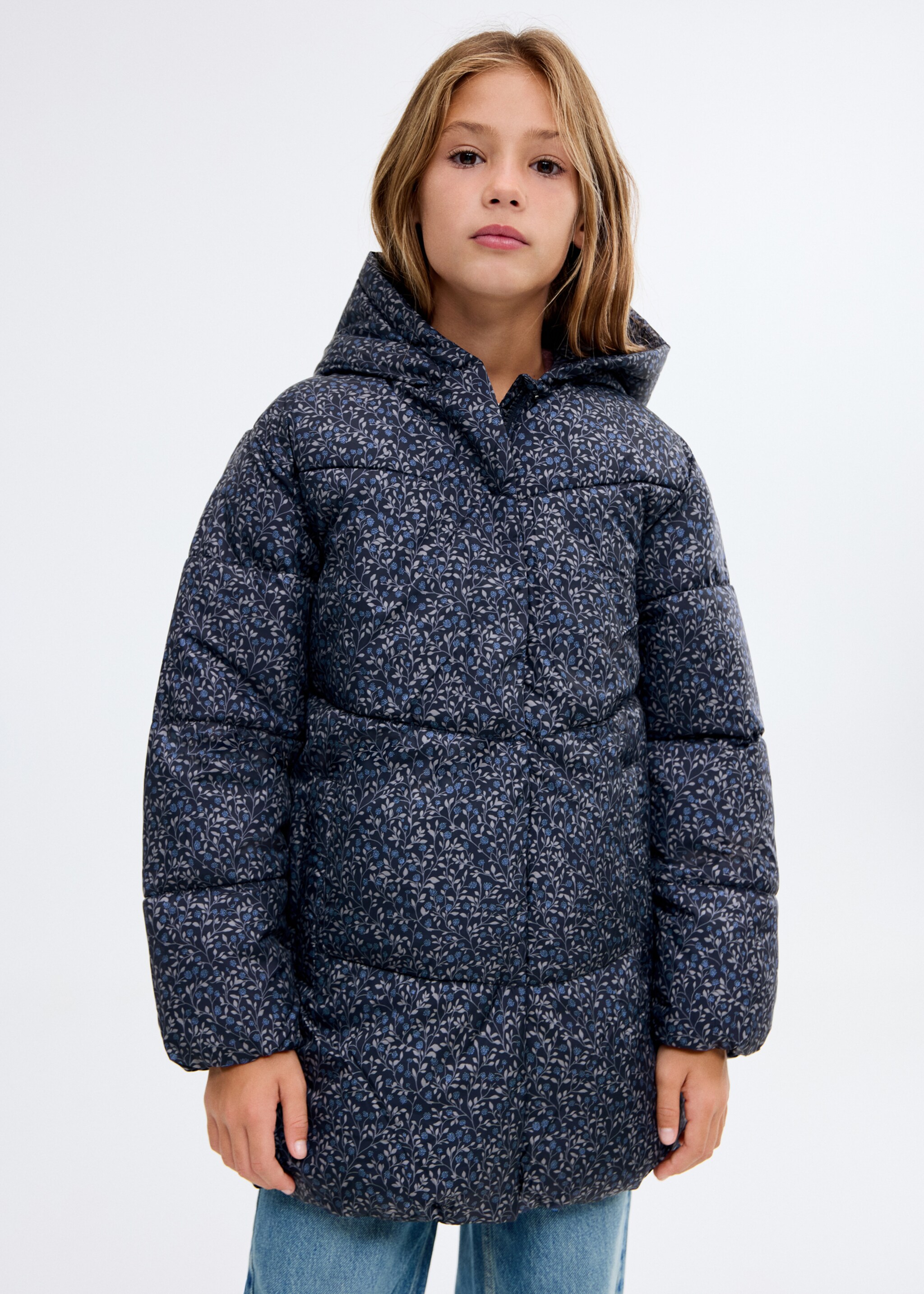 Floral-print coat - Medium plane, Night Blue. Ref: 17023274-00.