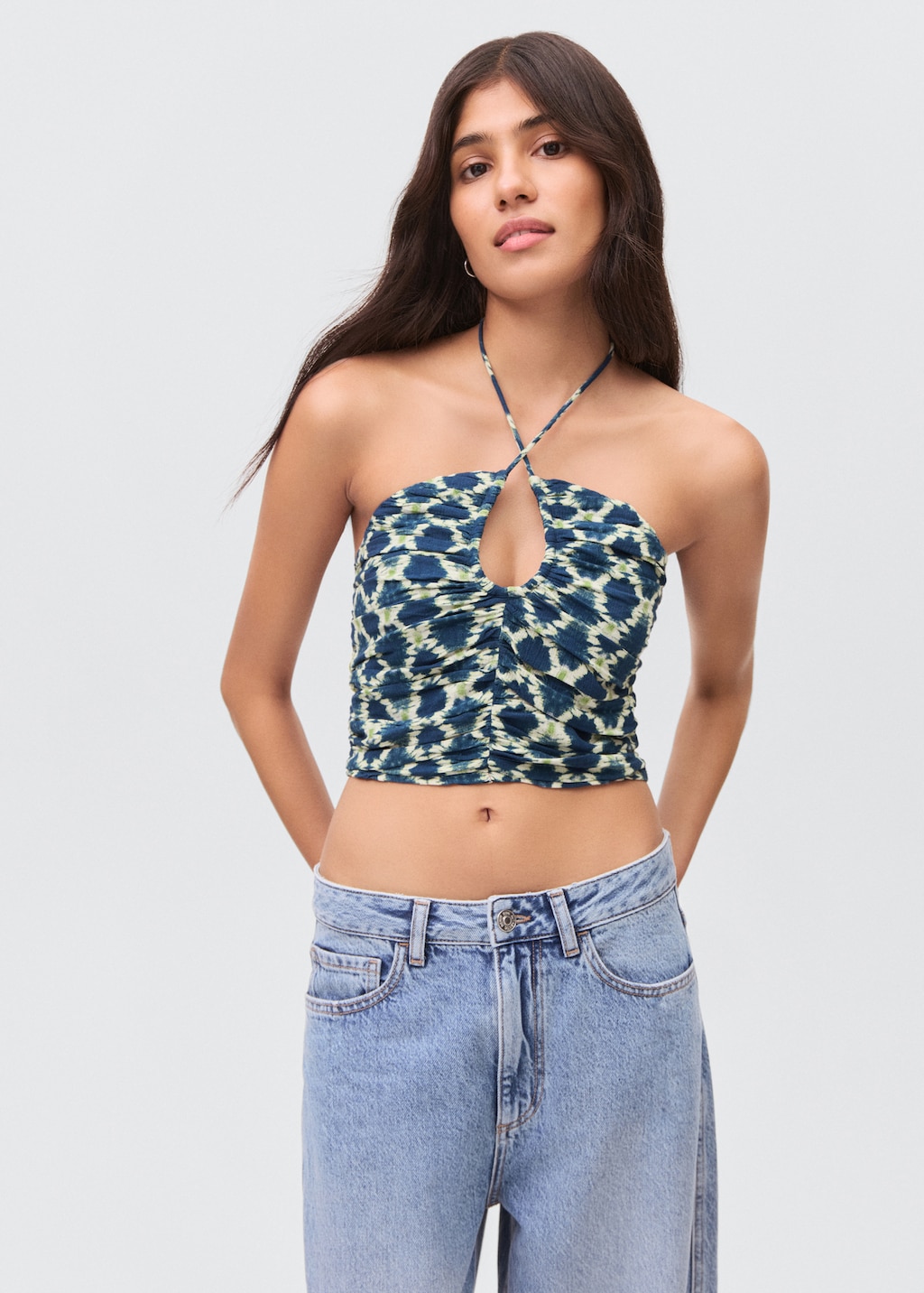 Halter top with ruffled detail