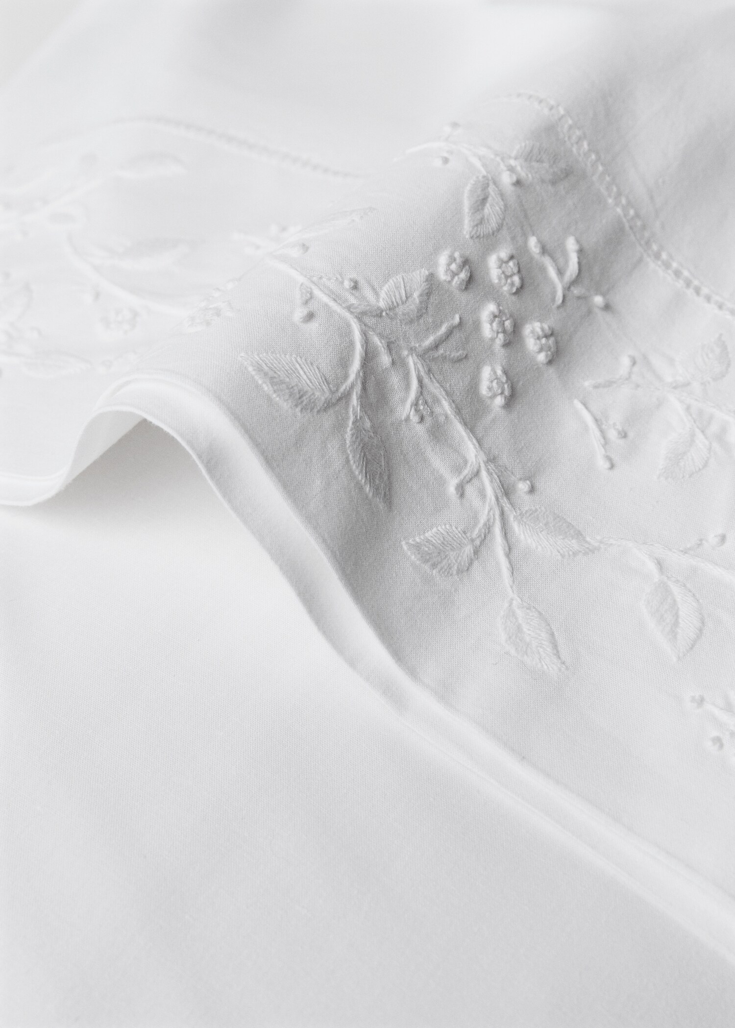 Federa percalle di cotone ricamo fiore 45x110 cm - Dettaglio dell'articolo 2