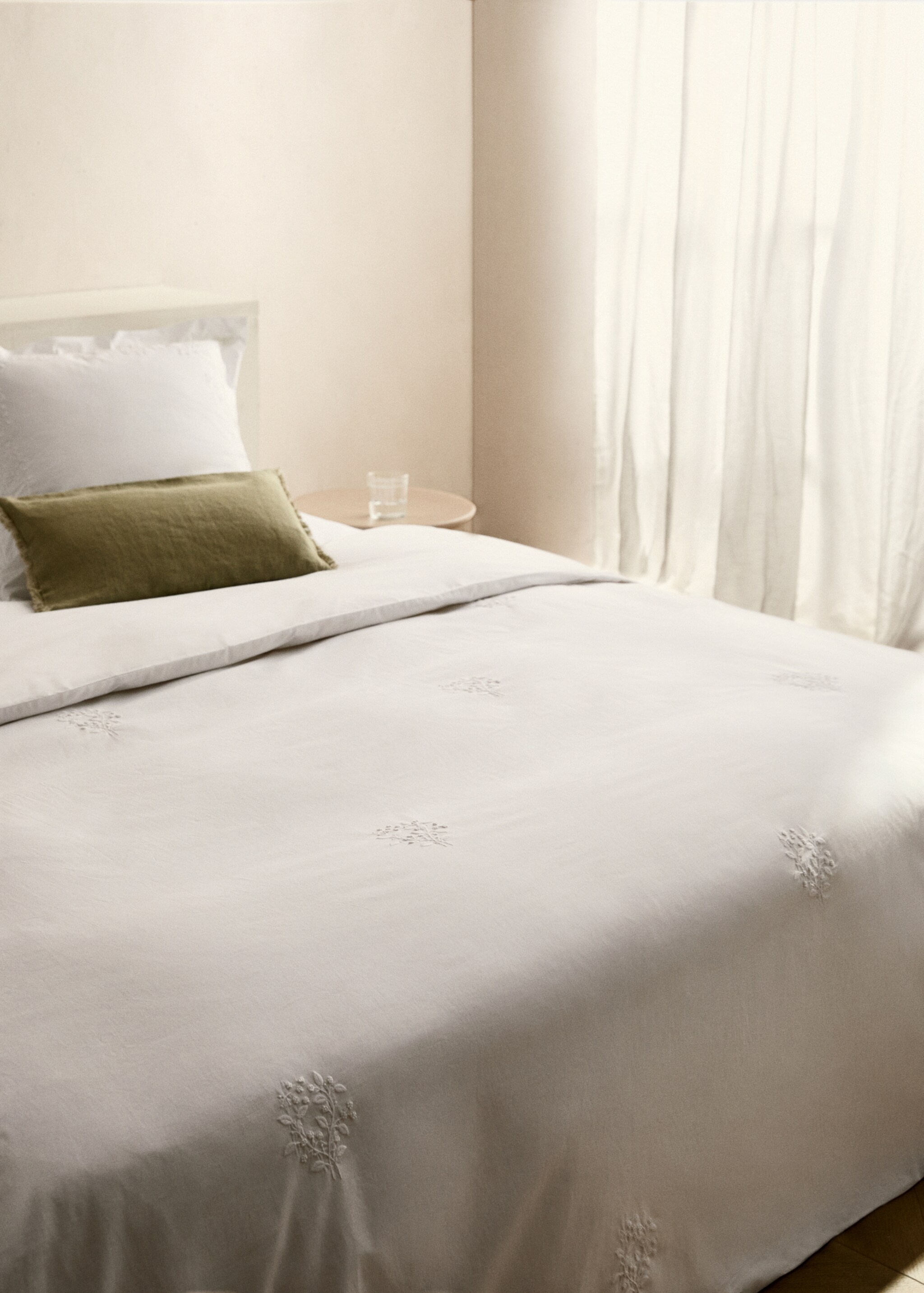 Housse de couette percale de coton broderie fleur lit 150/160 cm - Détail de l'article 7