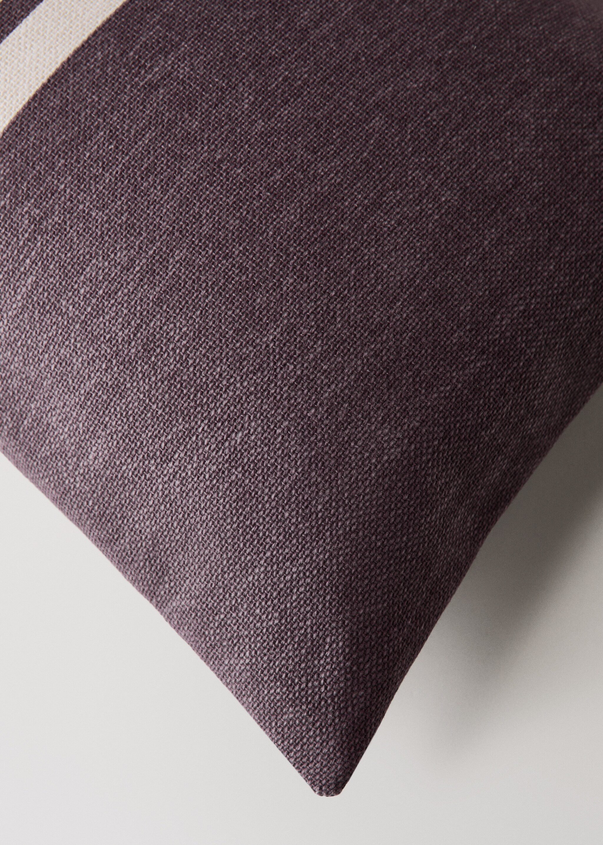 Cotton cushion cover with printed stripes 30x50 cm - Details of the article 2, Dark Red. Ref: 17023313-00.