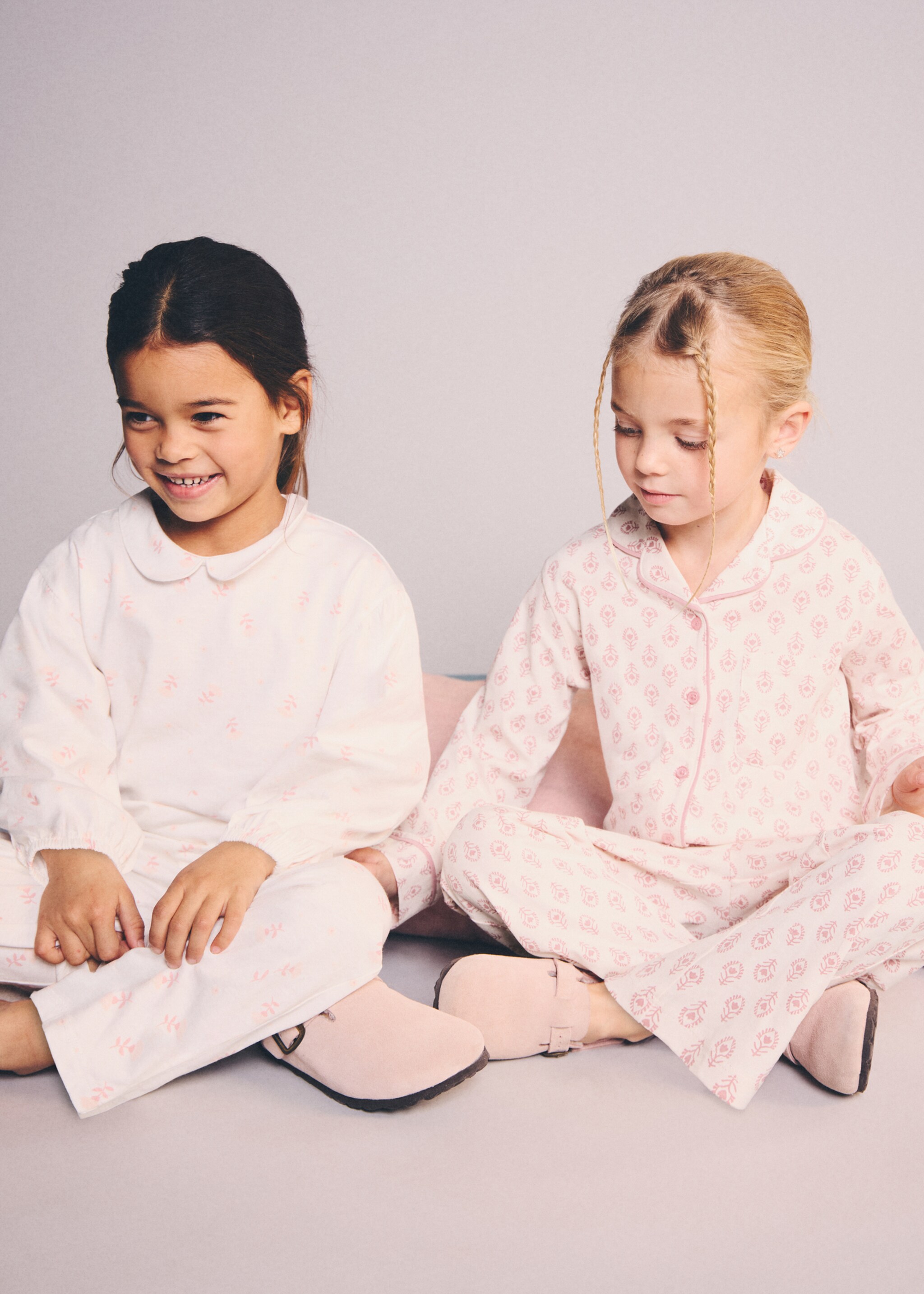 Pijama llarg estampat - Pla mig, Rosa pastel. Ref: 17023800-00.