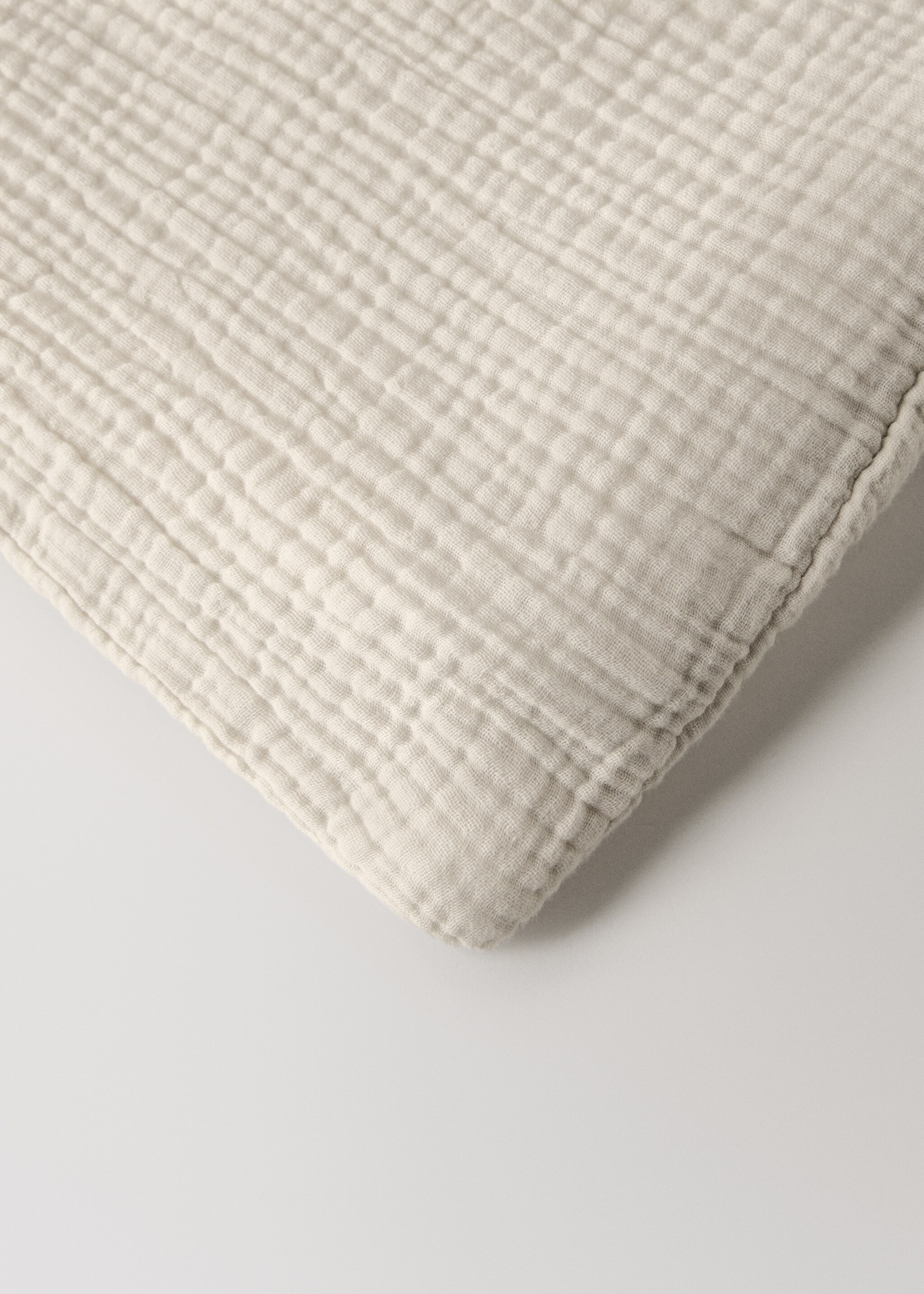 Cotton gauze duvet cover queen bed - Details of the article 3, Ivory White. Ref: 17023826-00.