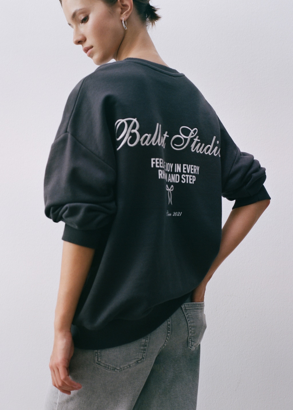 Embroidered message sweatshirt