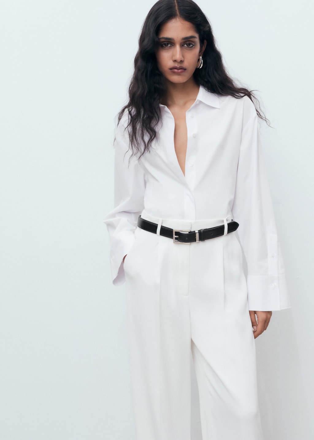 Cropped poplin shirt - image 3