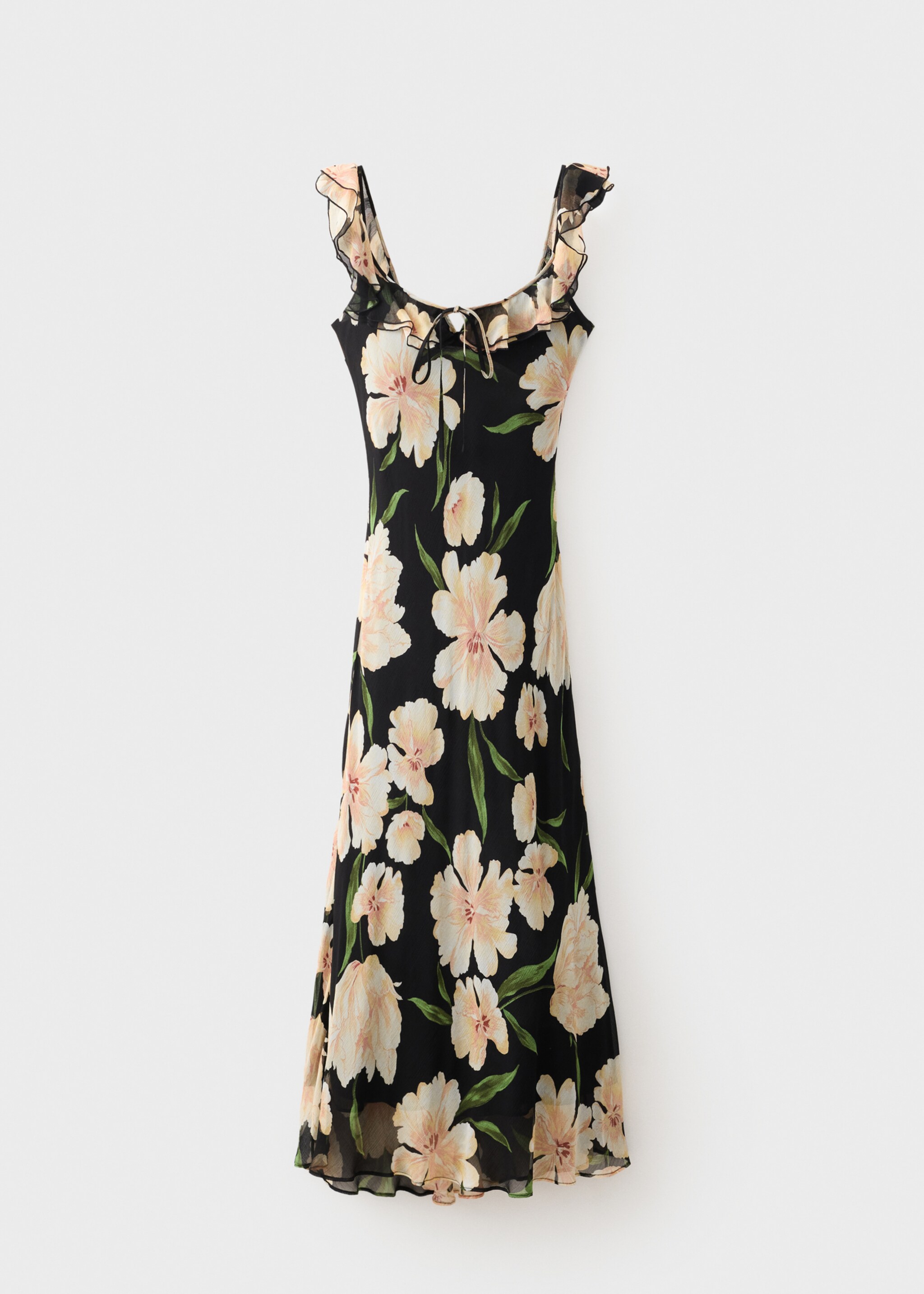 Floral dress with ruffle detail - Article without model, Black. Ref: 17024093-00.
