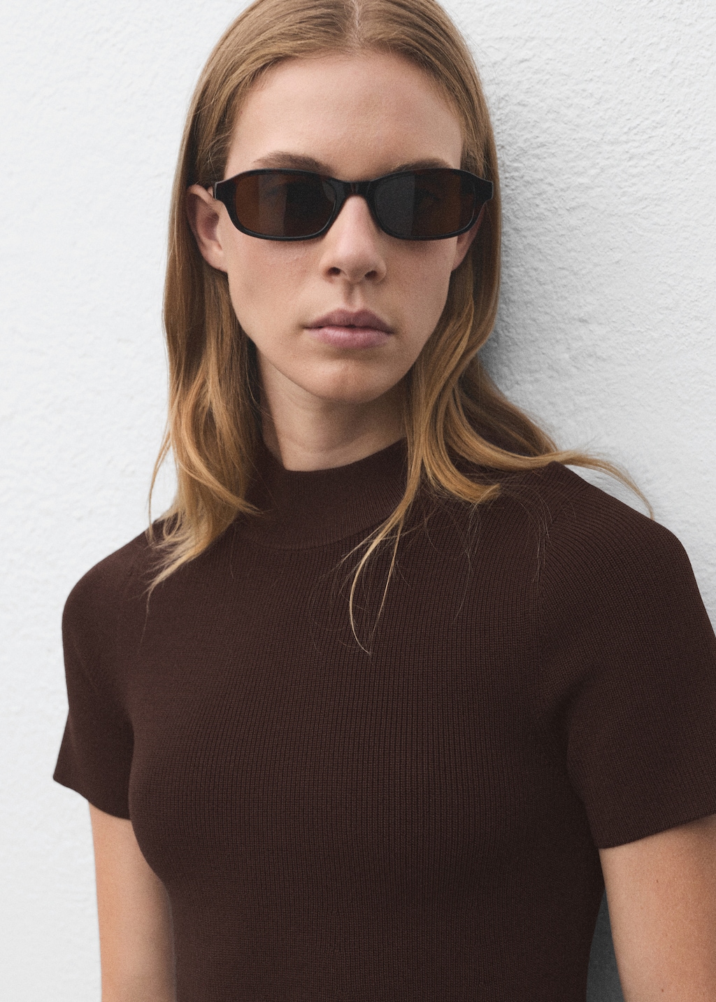 Perkins-neck knitted dress