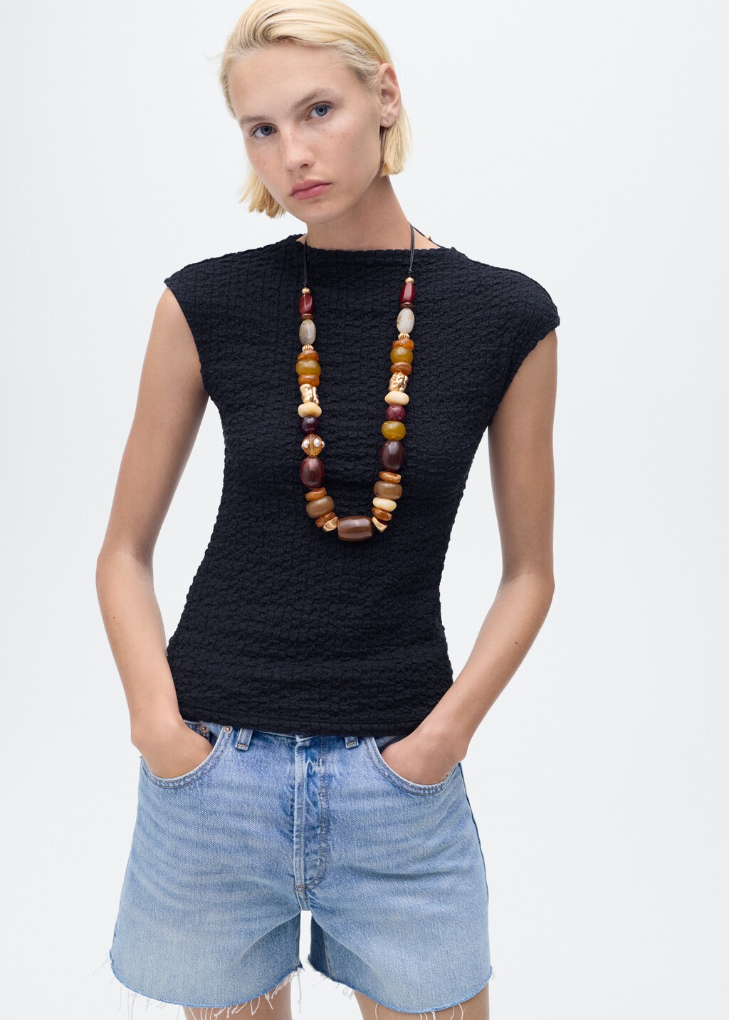 Mango Textured cotton top