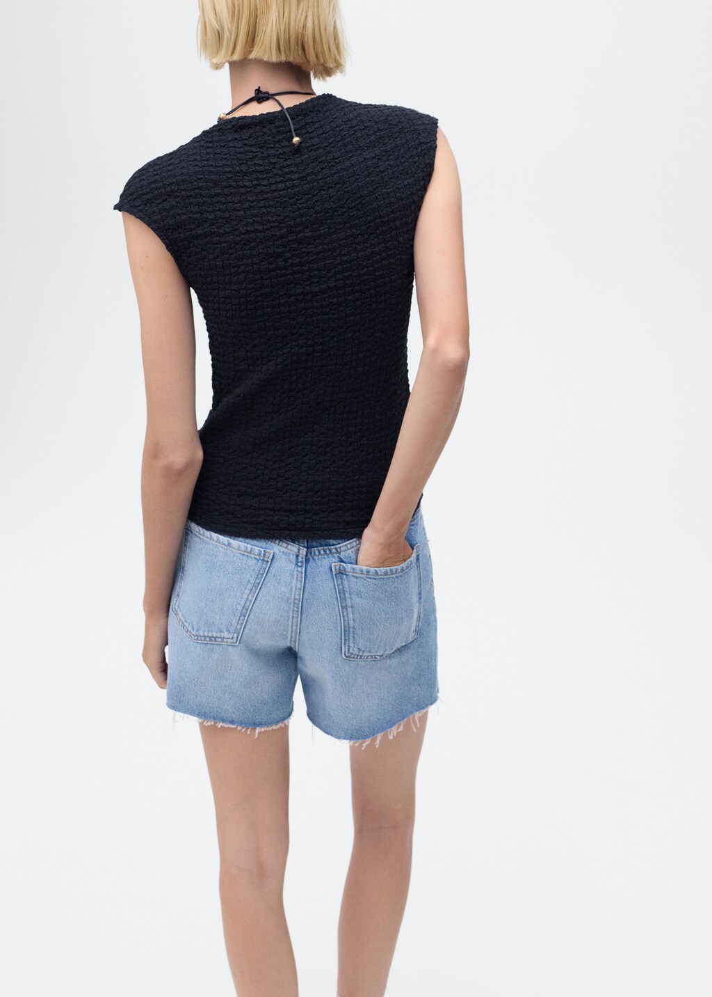 Mango Textured cotton top