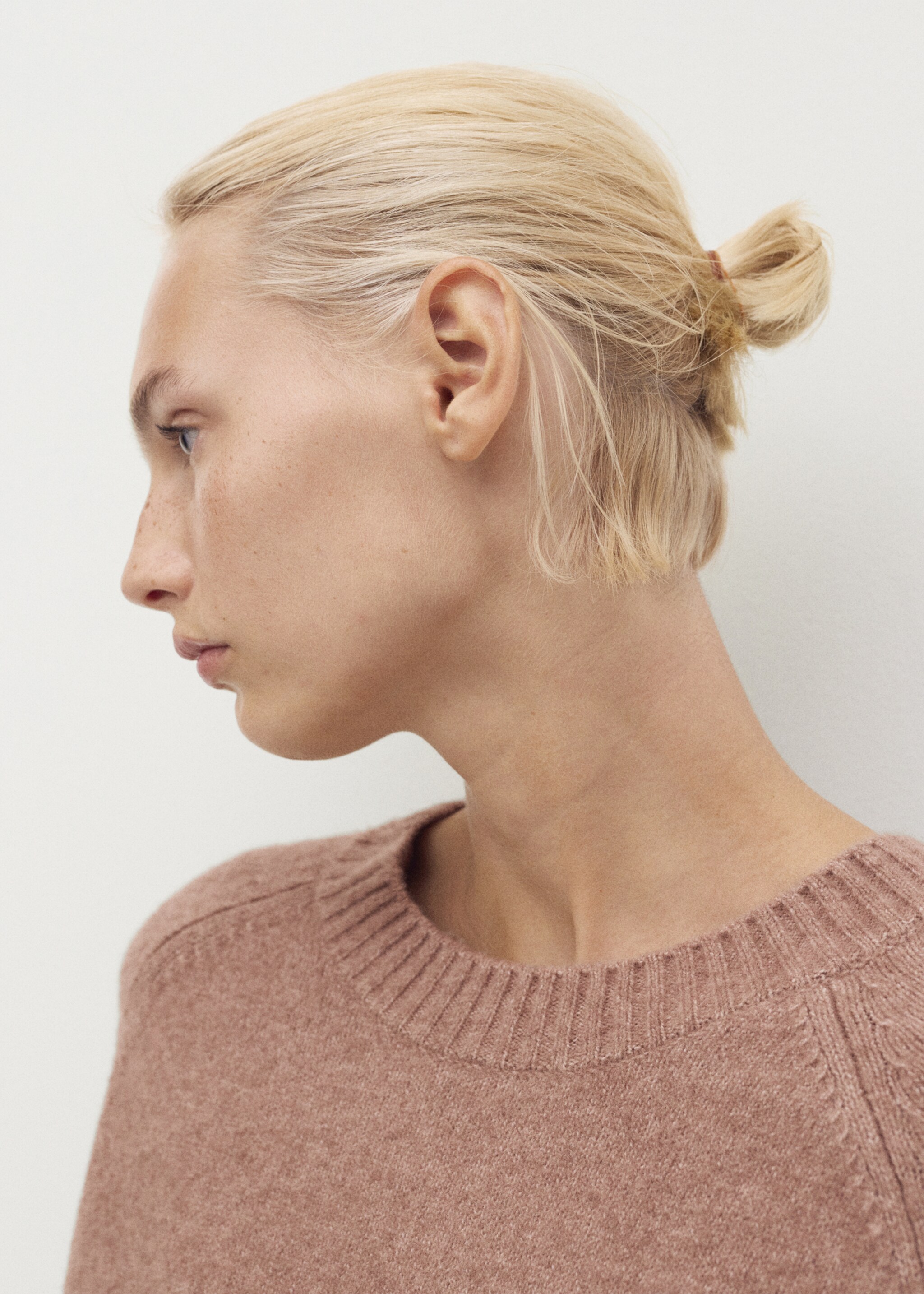 Round-neck knitted sweater - Details of the article 1, Medium Brown. Ref: 17024102-00.