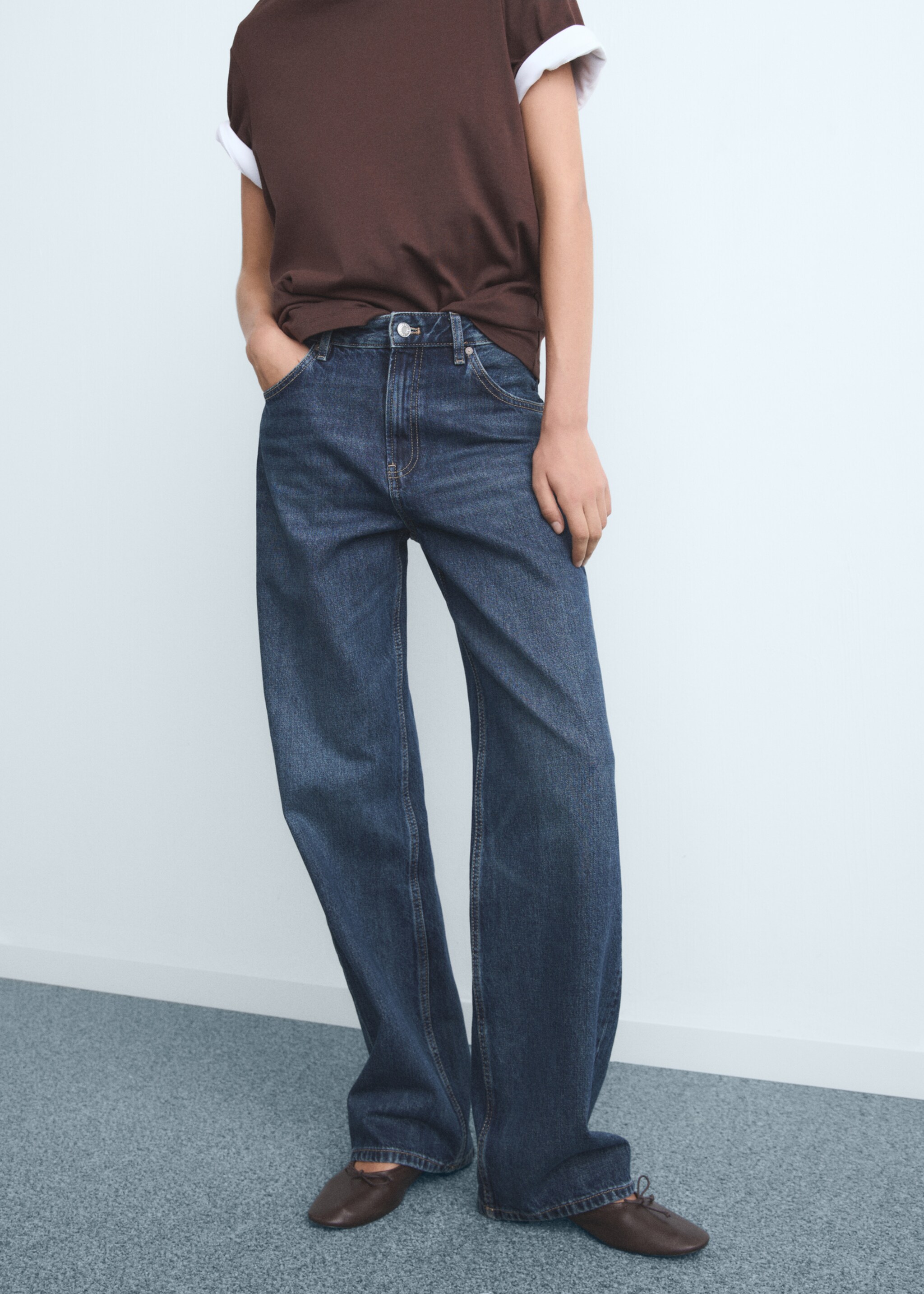 Miami medium-rise straight-fit jeans - Medium plane, Dark Blue. Ref: 17024104-00.