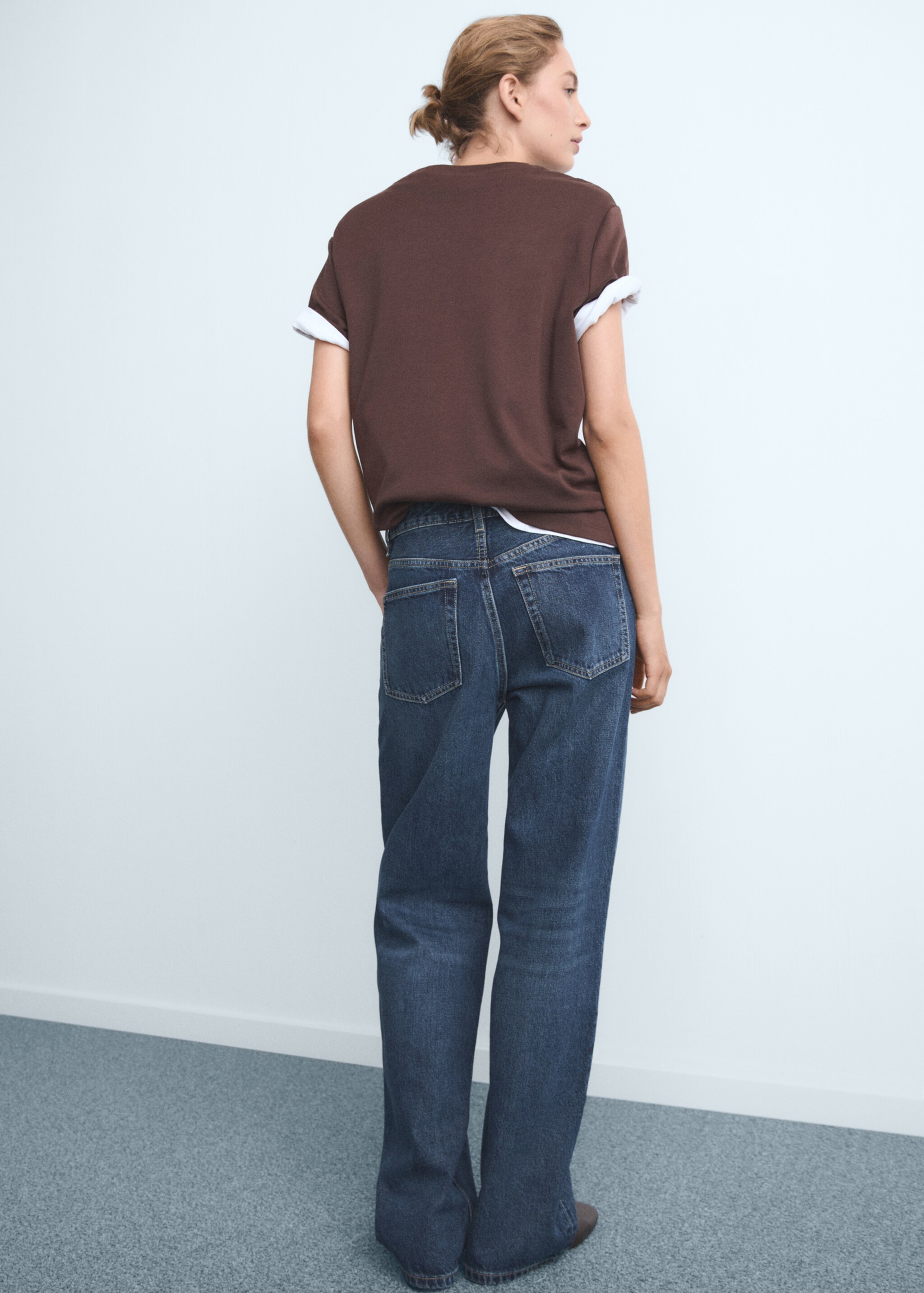 Miami medium-rise straight-fit jeans - Reverse of the article, Dark Blue. Ref: 17024104-00.
