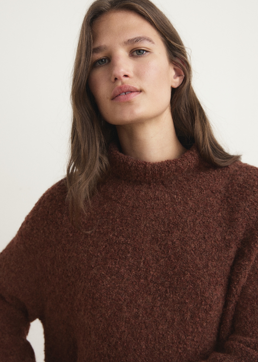 Mango Bouclé turtleneck sweater