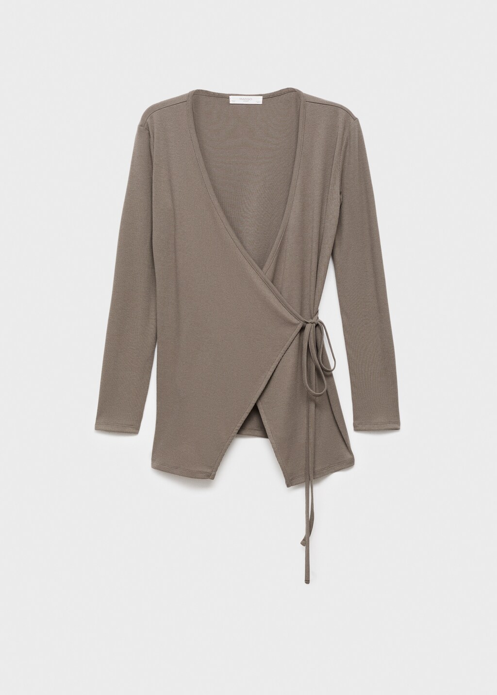 Rib-knit cardigan with tie - image 5