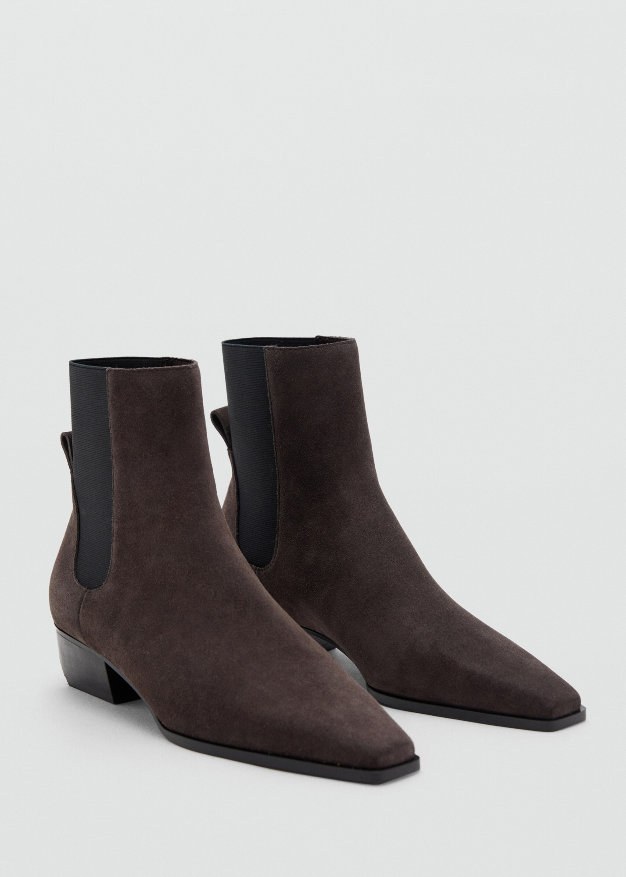Heel suede ankle boot - Medium plane, Grey. Ref: 17024114-00.