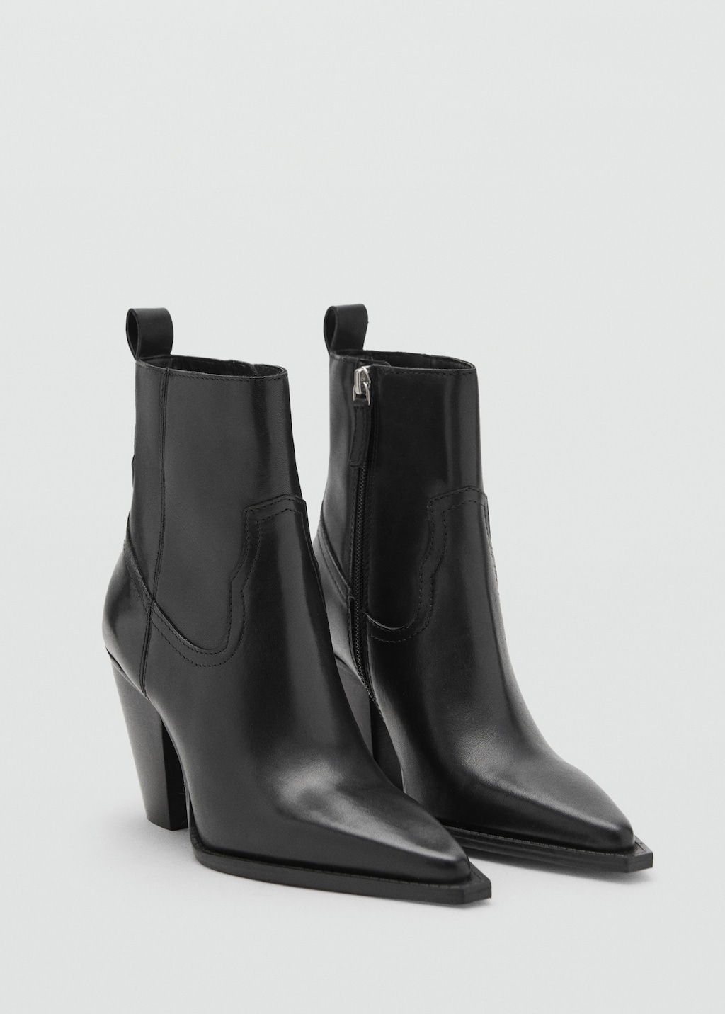 Leather ankle boots with block heel