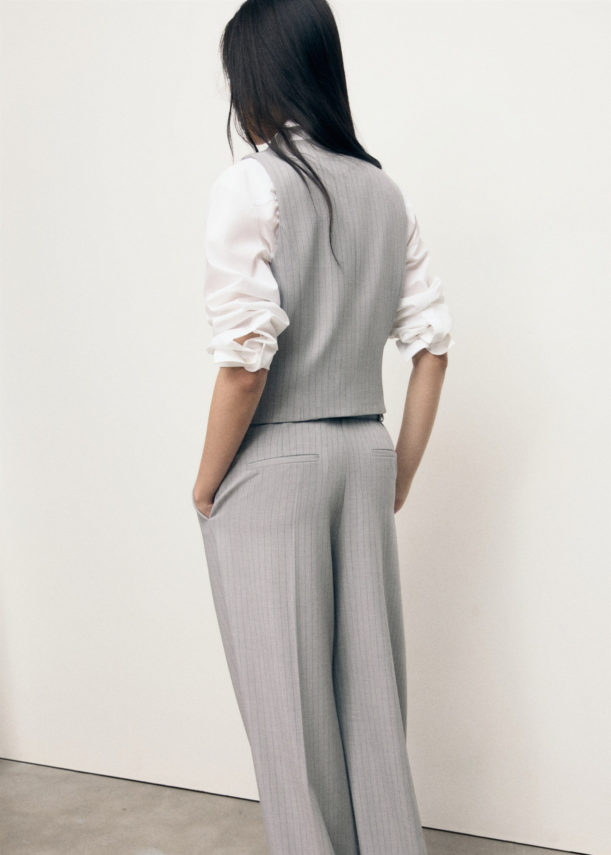 Pinstriped suit waistcoat - Reverse of the article, Grey. Ref: 17024121-00.
