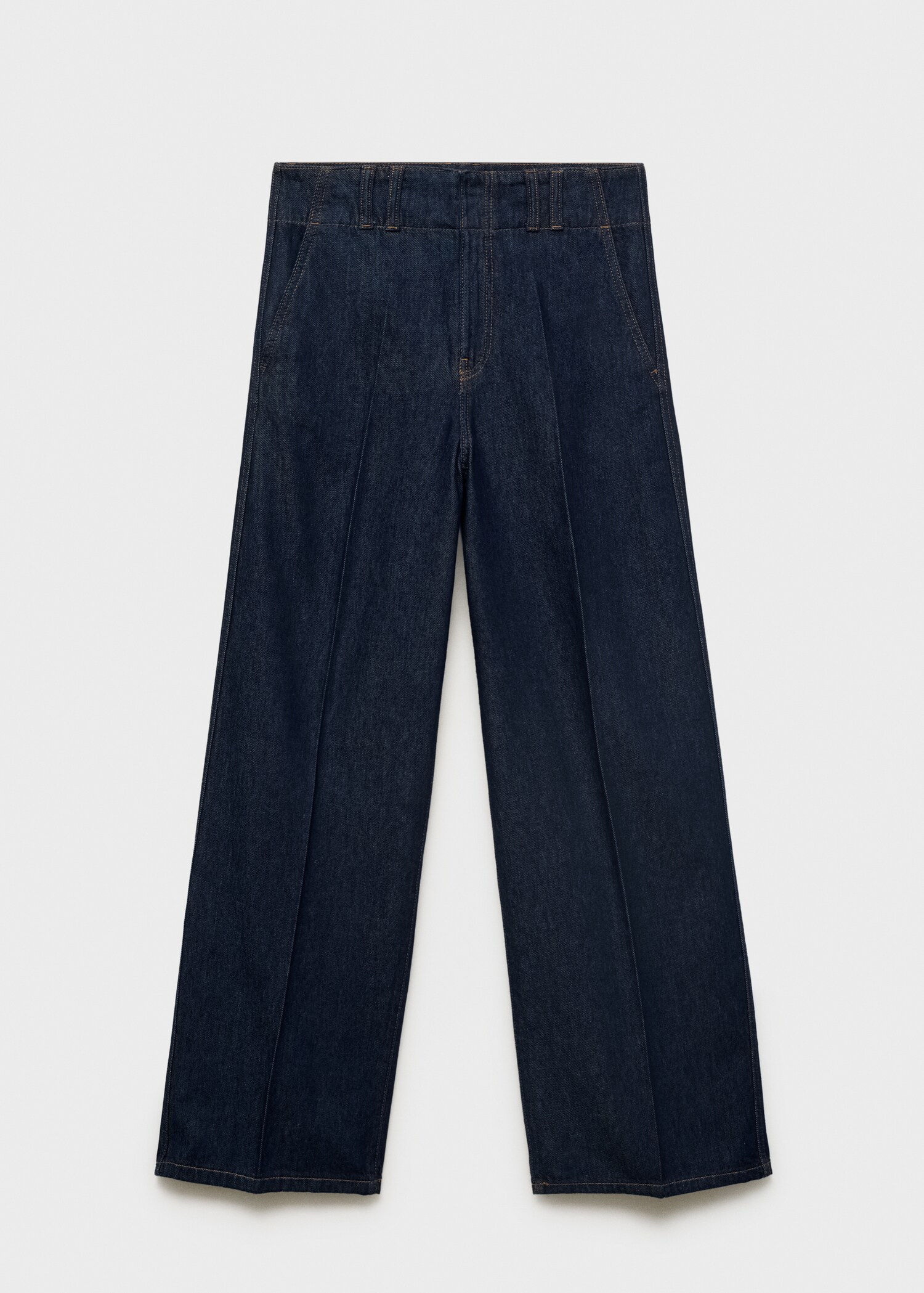 Wide leg denim trousers with belt loops - Article without model