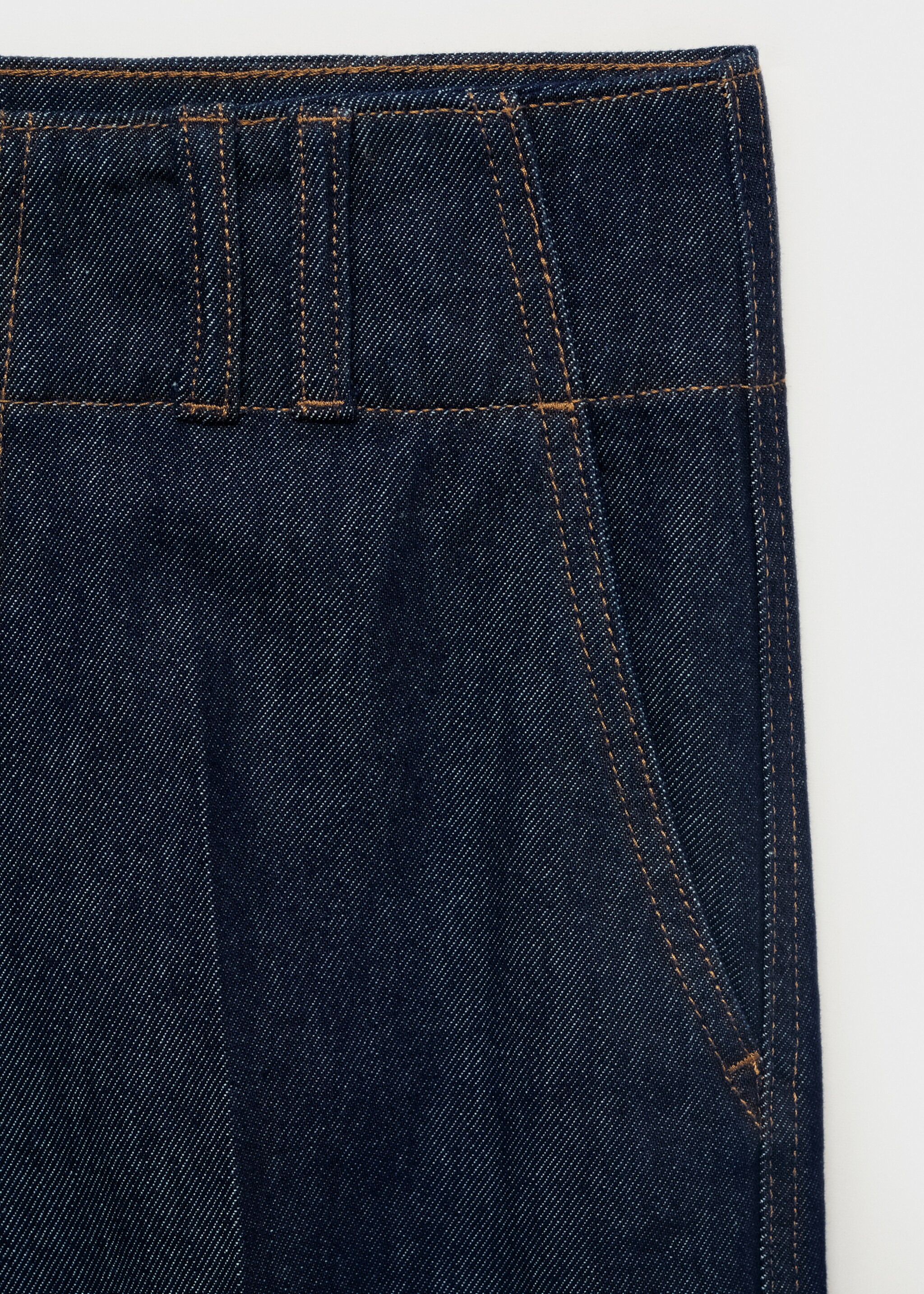 Wide leg denim trousers with belt loops - Details of the article 0, Open Blue. Ref: 17024124-00.