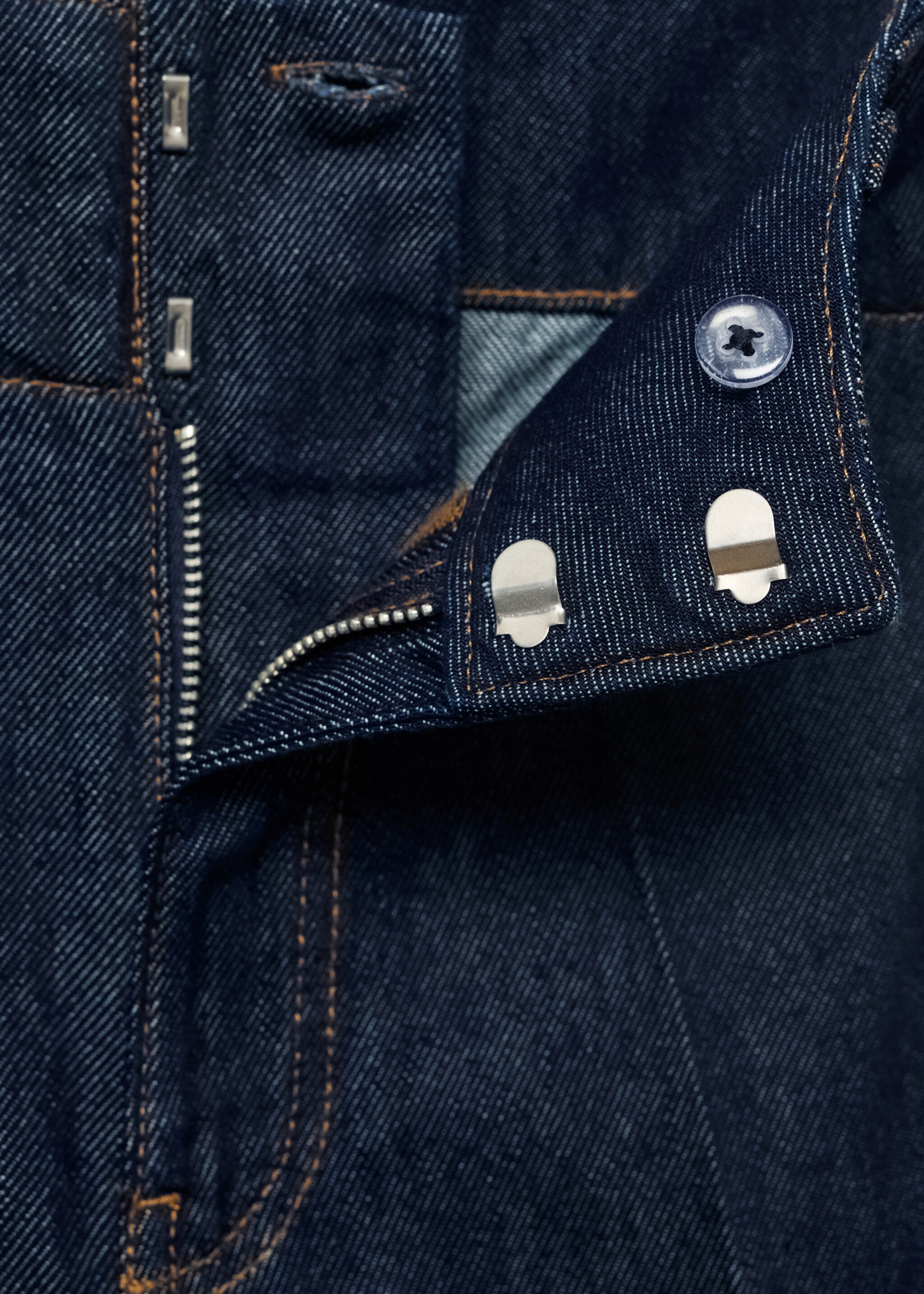 Wide leg denim trousers with belt loops - Details of the article 8, Open Blue. Ref: 17024124-00.