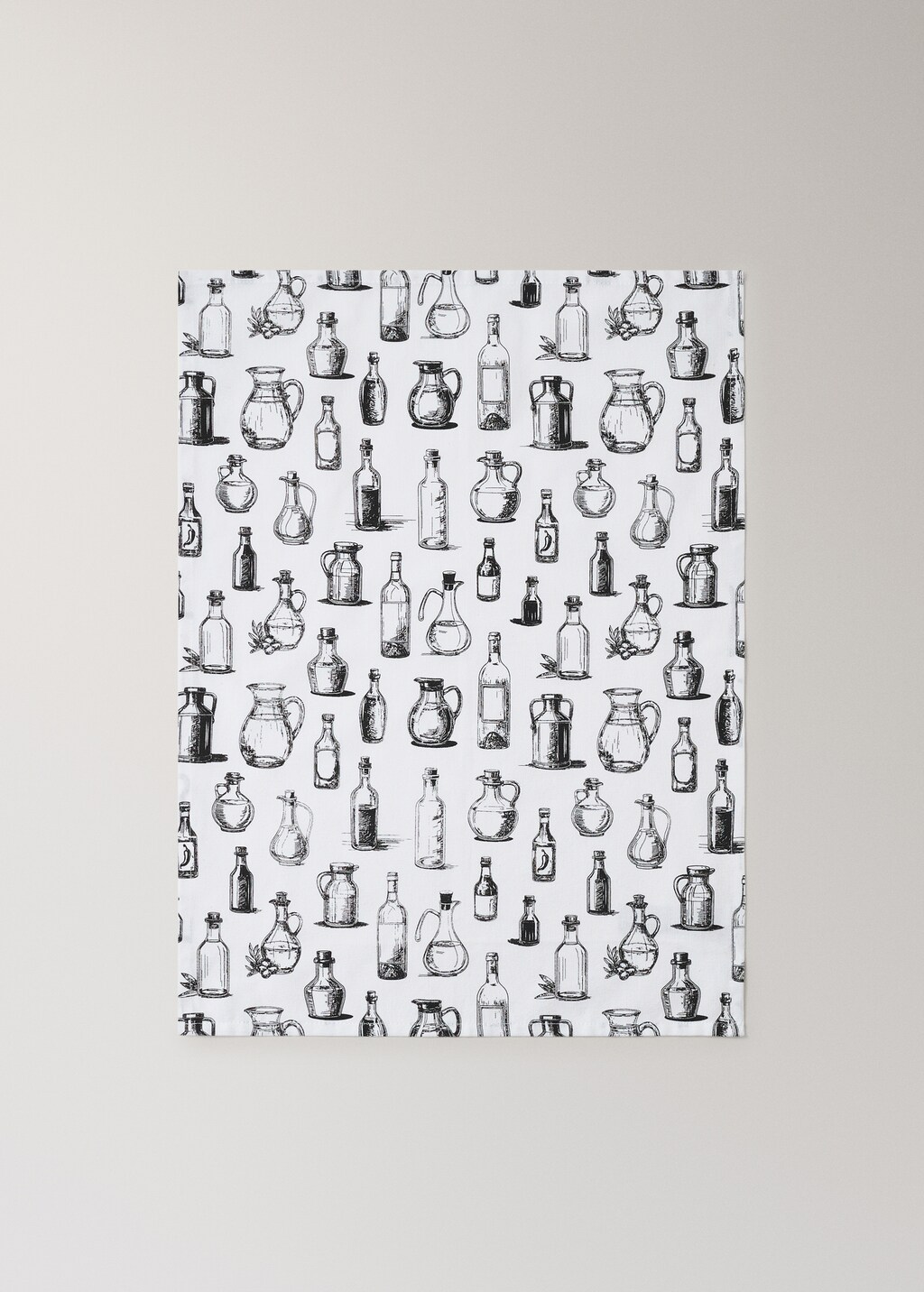 Cotton kitchen towels with bottle design