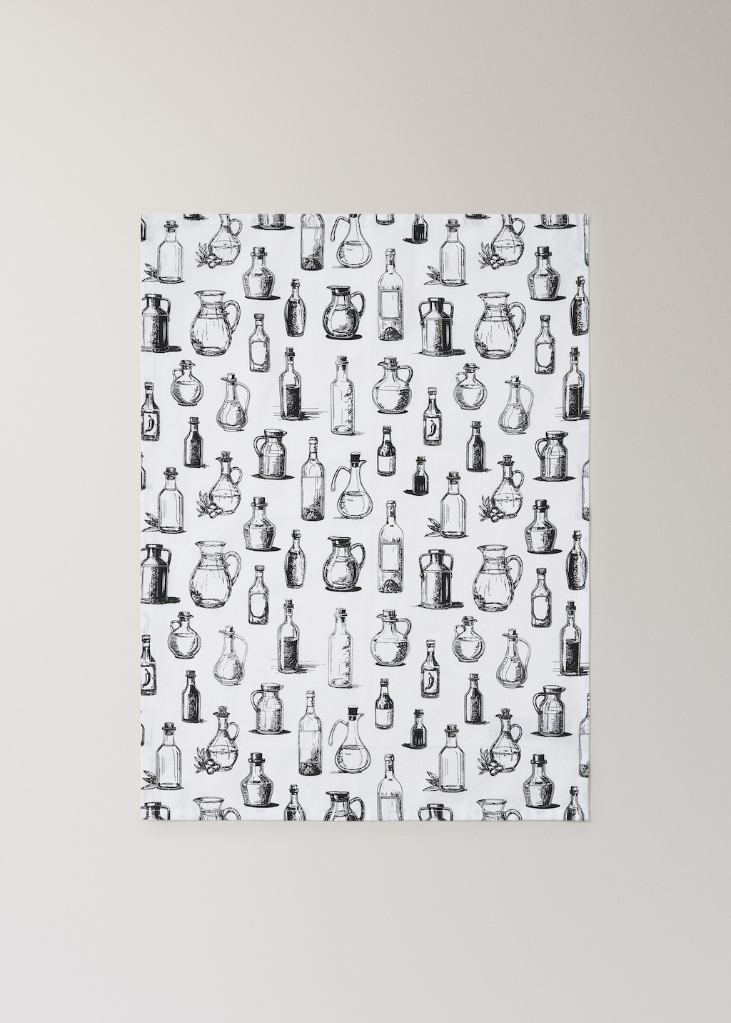 Cotton kitchen towels with bottle design