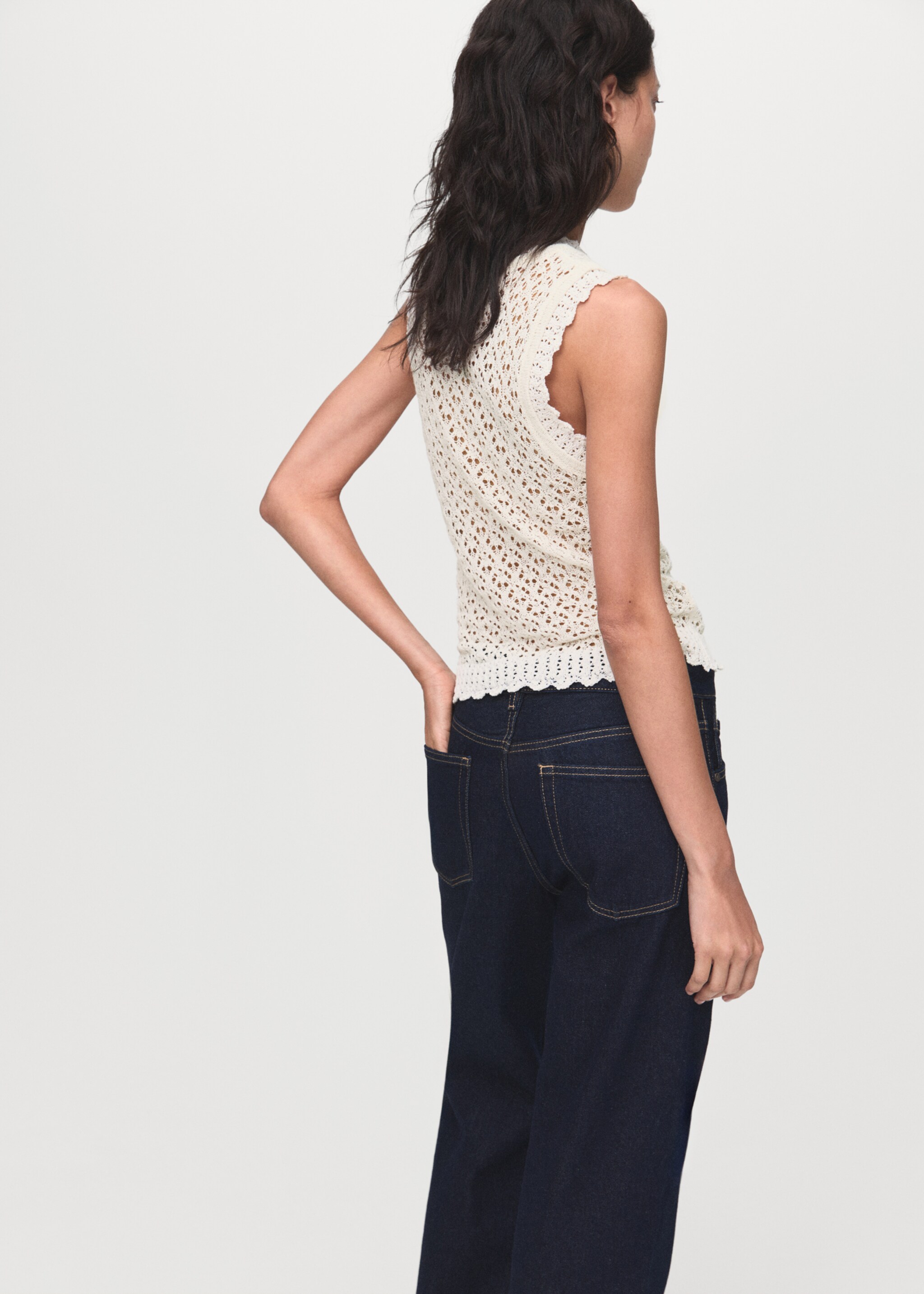 Openwork knit top - Reverse of the article, Ecru. Ref: 17024140-00.