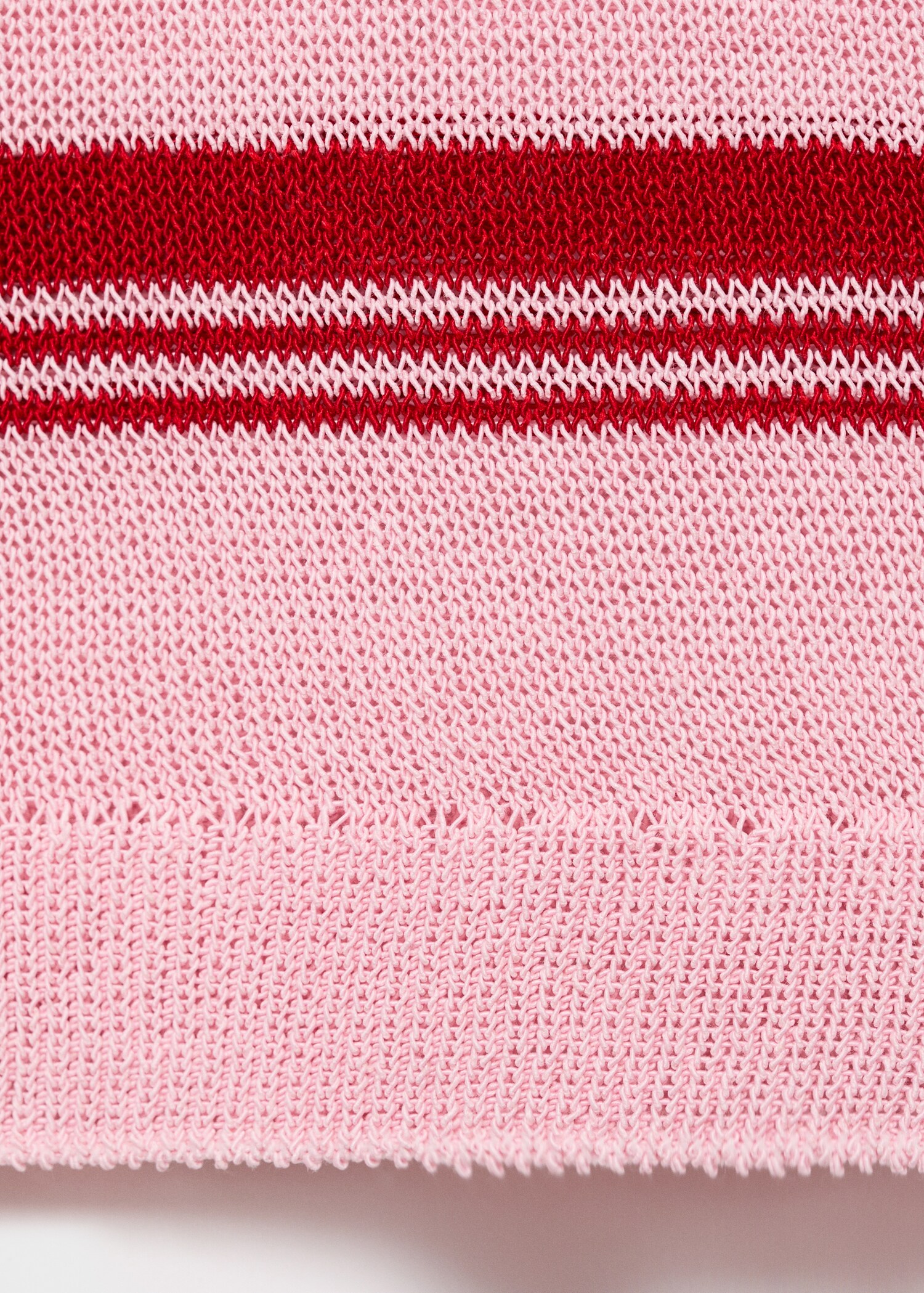 Striped knit top with polo neck - Details of the article 0