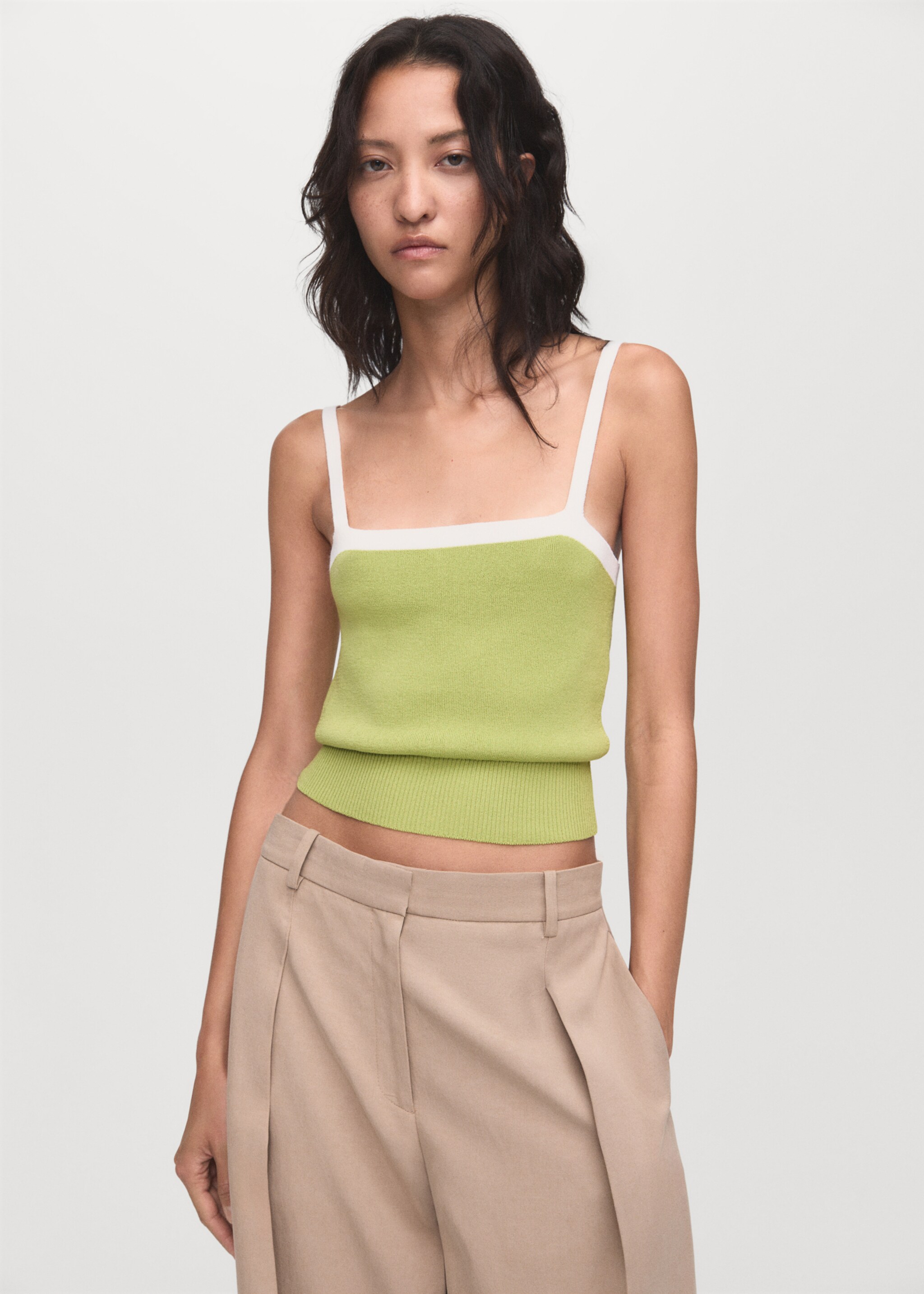 Knitted top with crossed back - Medium plane, Pastel Green. Ref: 17024145-00.