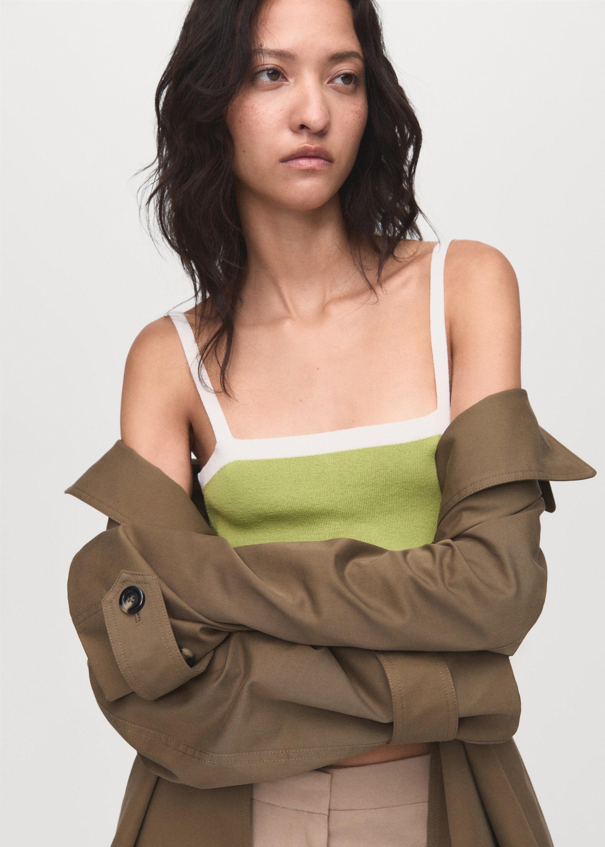 Knitted top with crossed back - Details of the article 1, Pastel Green. Ref: 17024145-00.