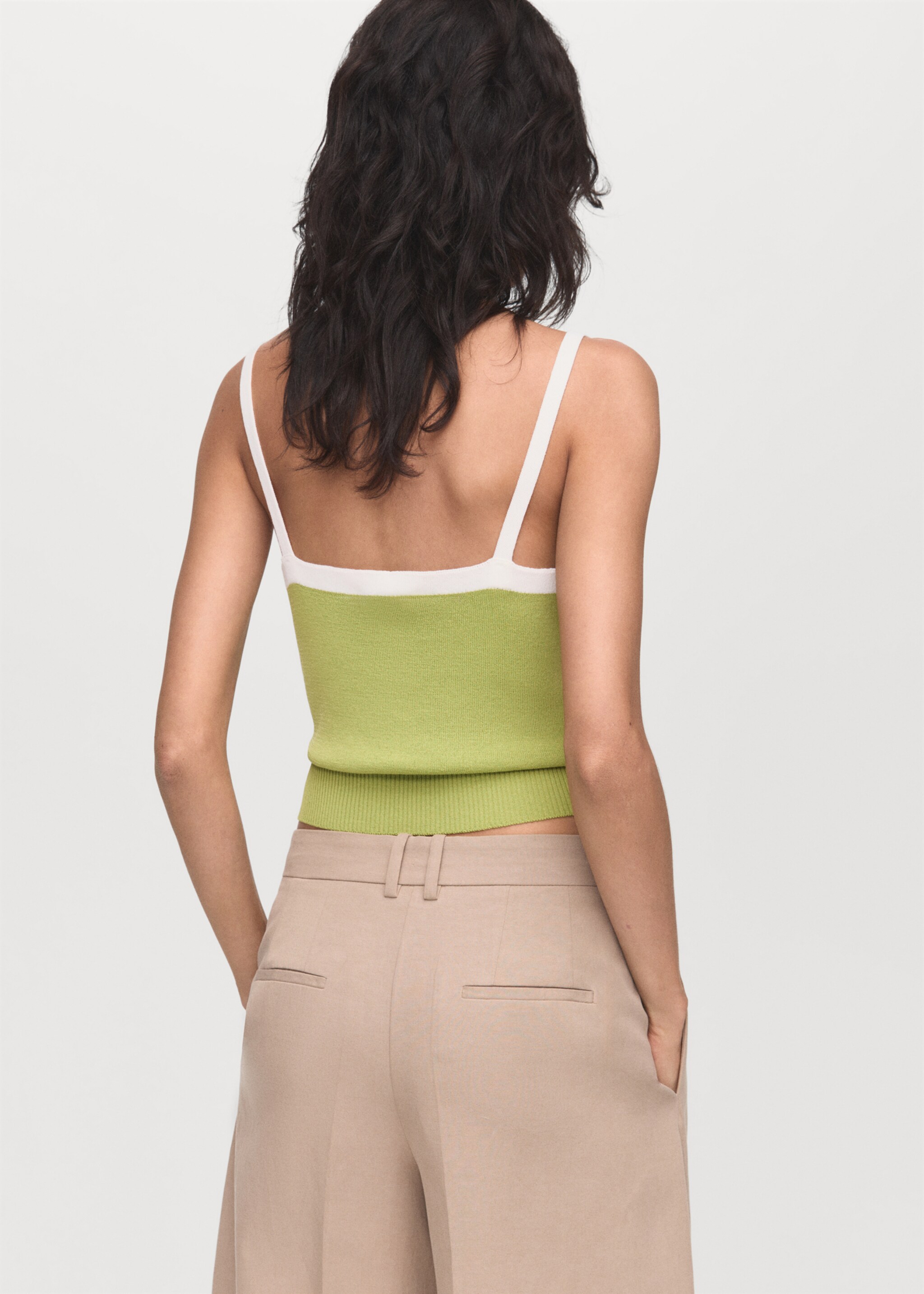 Knitted top with crossed back - Reverse of the article, Pastel Green. Ref: 17024145-00.