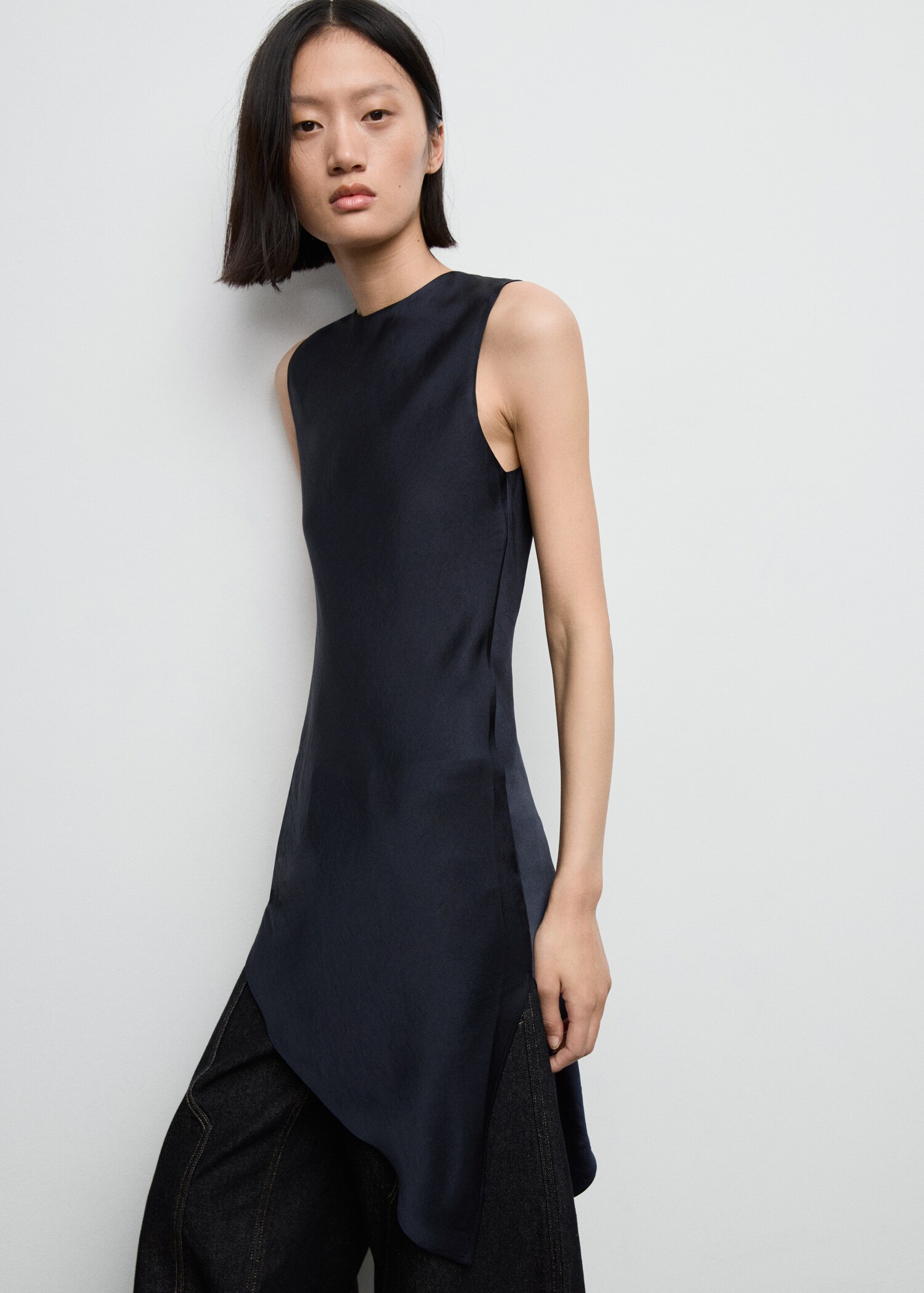 Asymmetrical satin top - Medium plane