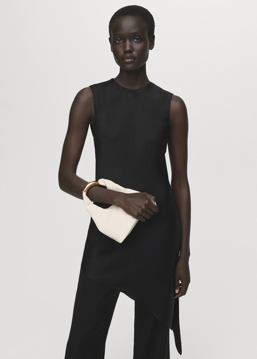 Asymmetrical satin top