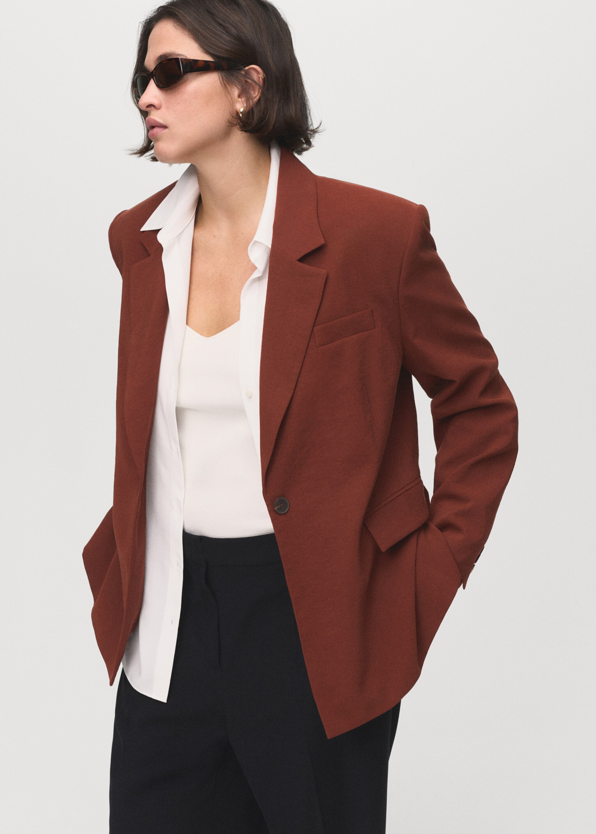 Blazer de costume modal - Détail de l'article 5, Orange brûlé. Ref: 17024150-00.