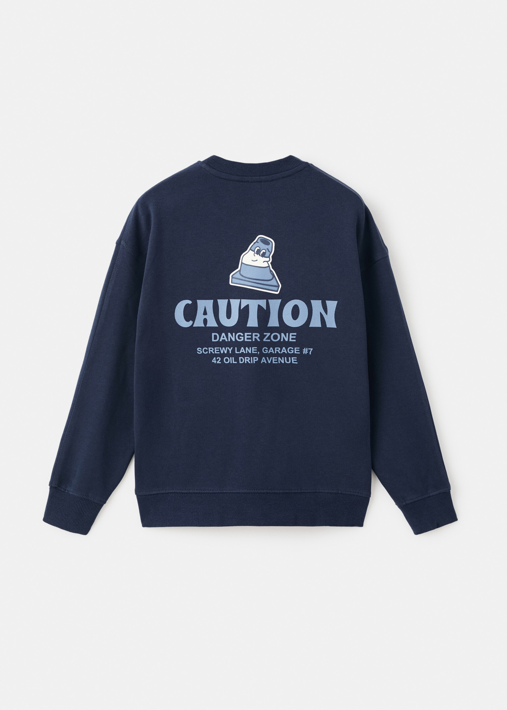 Sweat-shirt coton imprimé - Verso de l’article, Bleu marine. Ref: 17024420-00.