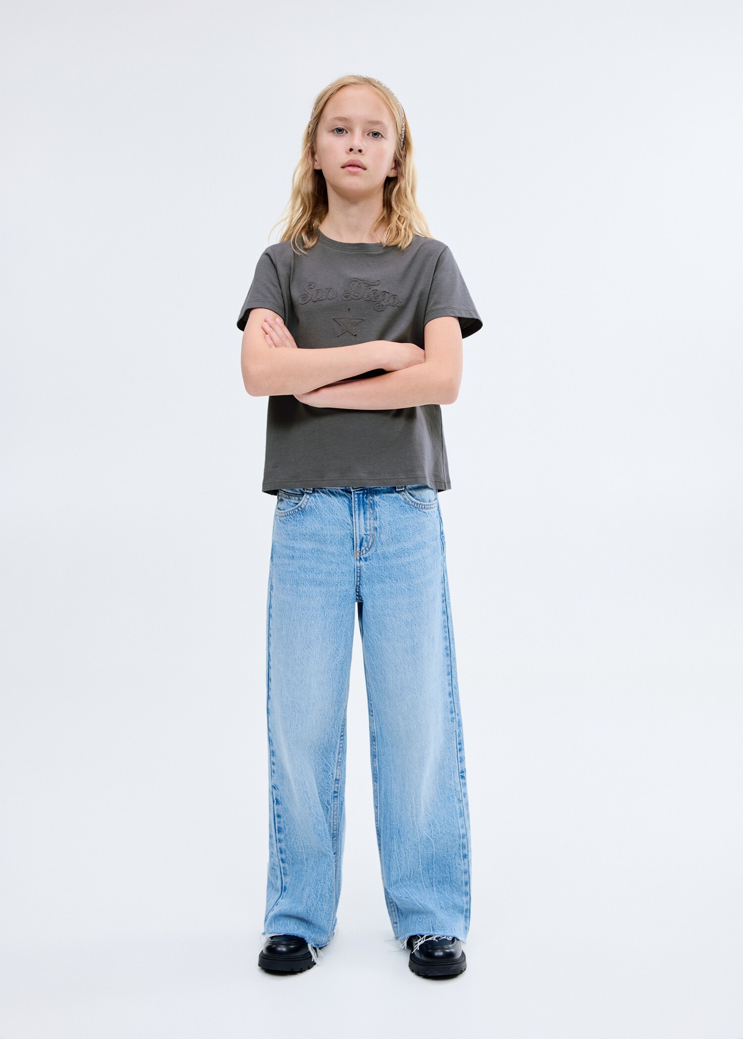 Embroidered cotton T-shirt - Medium plane